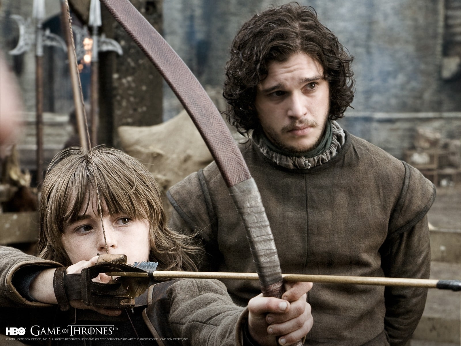 ice, archery, fire, hd, houses, thrones, tv, snow, brandon, house, bran, jon, series, Game of Thrones, art, A Song Of Ice And Fire, game, stark, song, 720P, HD Wallpaper