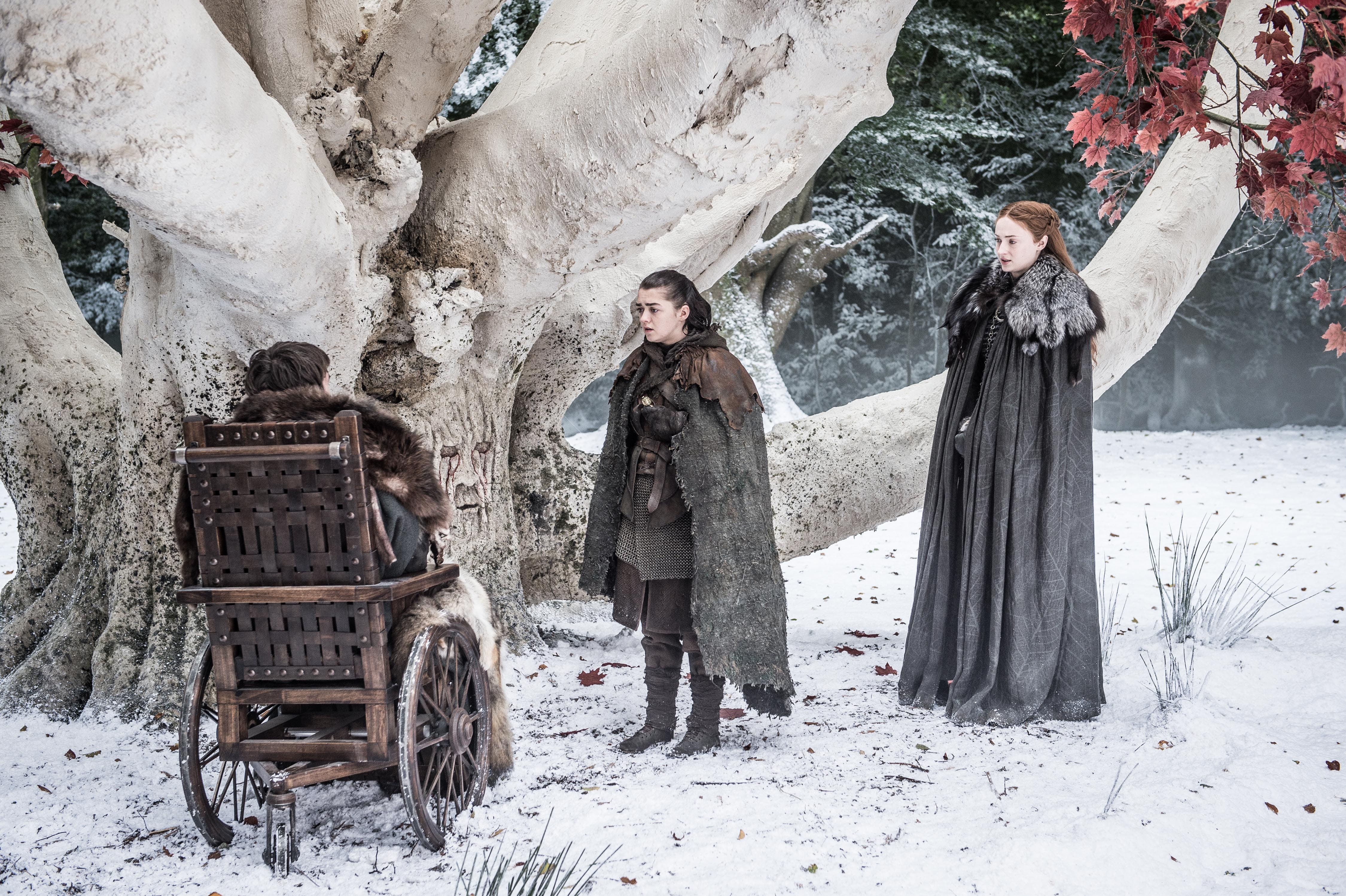 4K, Sansa Stark, Arya Stark, Maisie Williams, Isaac Hempstead-Wright, Bran Stark, Sophie Turner, TV Show, Game Of Thrones, HD Wallpaper