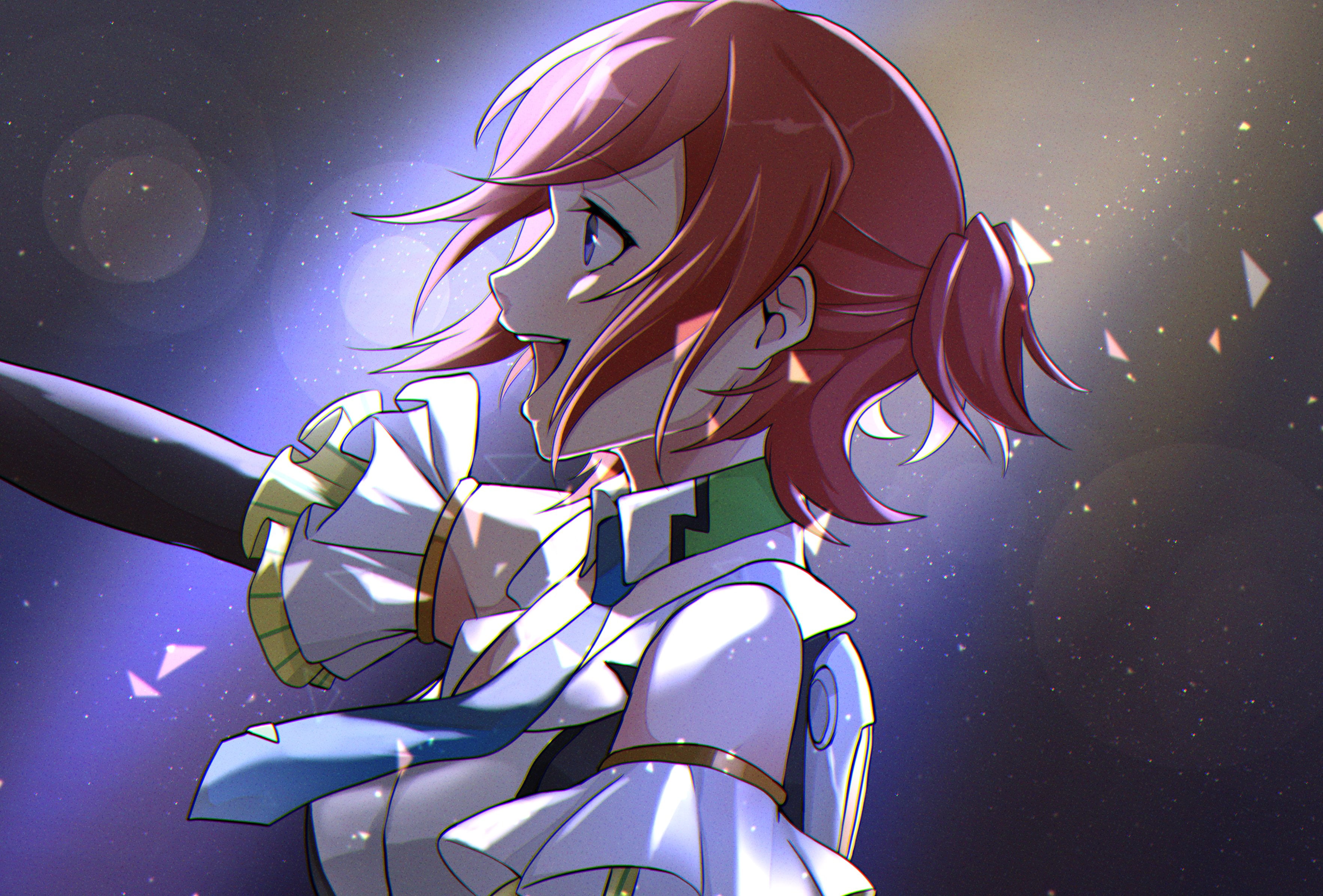 redhead, Walküre, Kaname Buccaneer, Idol, blue eyes, Macross Delta, anime girls, anime, 2K, HD Wallpaper