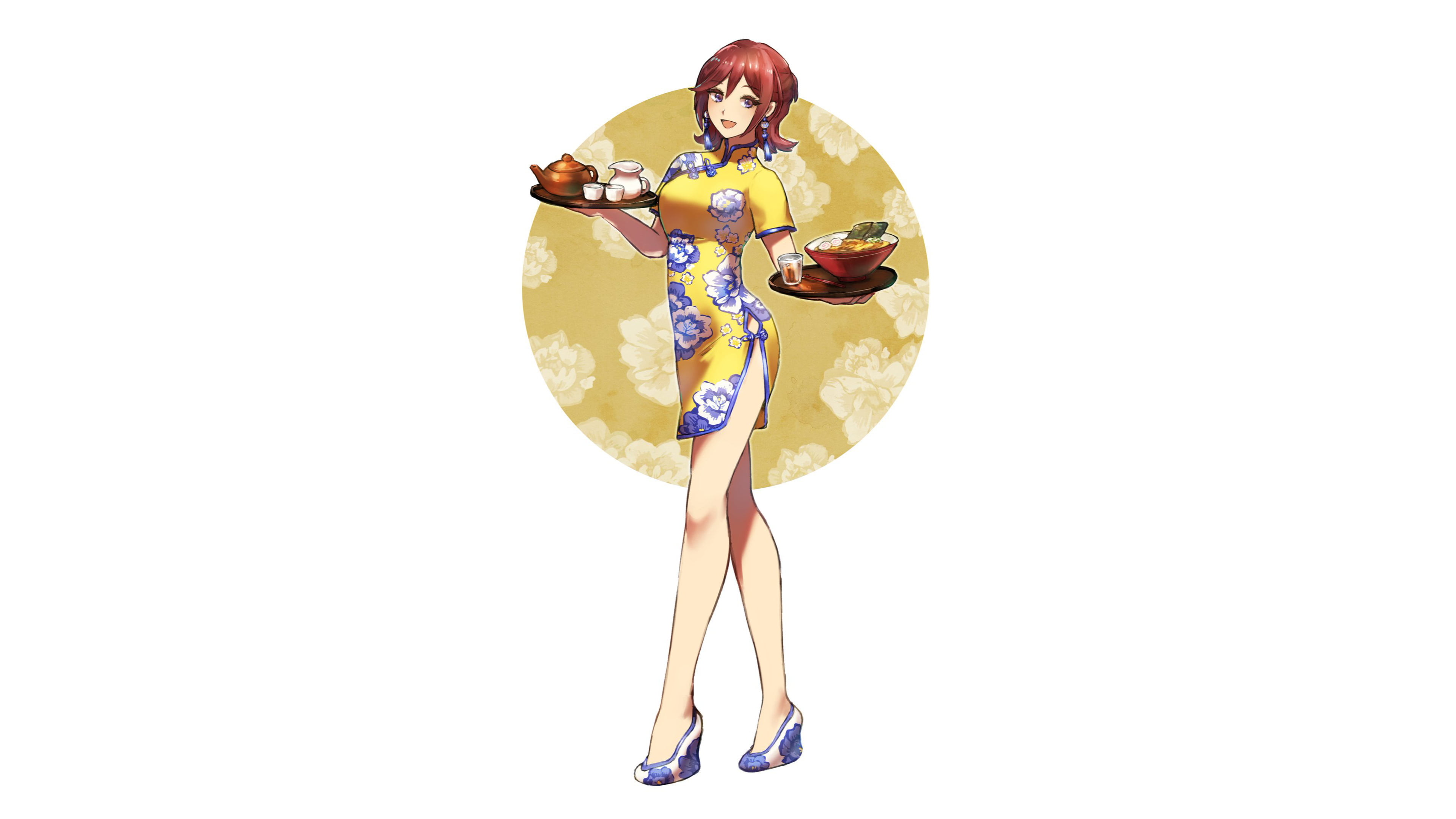 Chinese dress, Macross Delta, white background, Kaname Buccaneer, anime girls, anime, Walküre, 4K, simple background, HD Wallpaper