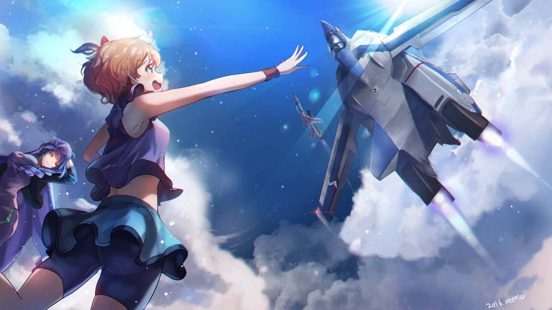beautiful woman, adult, 1080P, sky, lifestyles, young women, outdoors, nature, consumerism, females, low angle view, cloud - sky, emotion, Anime, positive emotion, HD Wallpaper