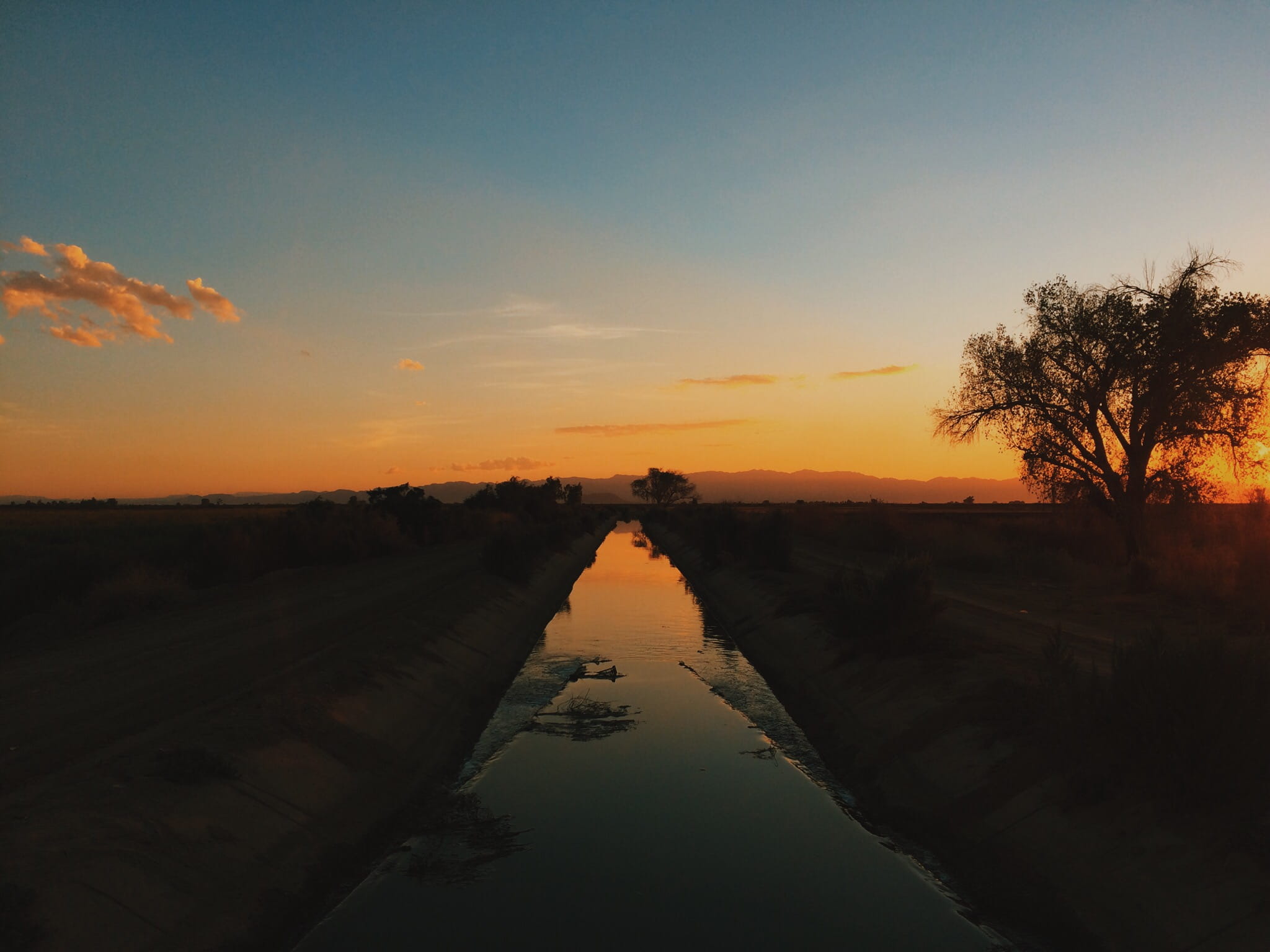 reflection, tree, no people, water, built structure, direction, scenics - nature, tranquil scene, nature, sunset, architecture, tranquility, baja california, HD Wallpaper