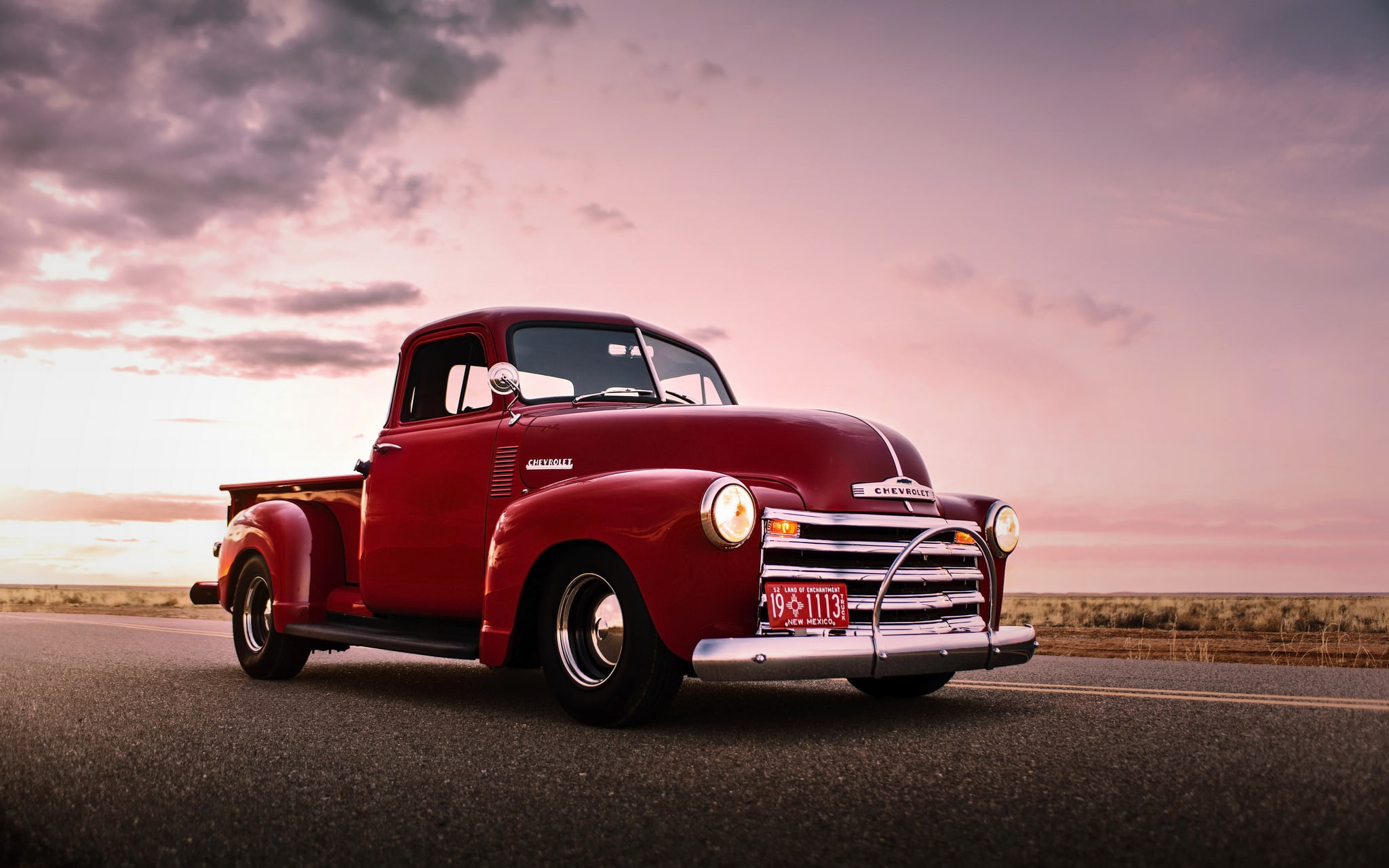 car, chevrolet, red, retro, pickup, truck, lunchbox photoworks, old, utility, 1080P, HD Wallpaper