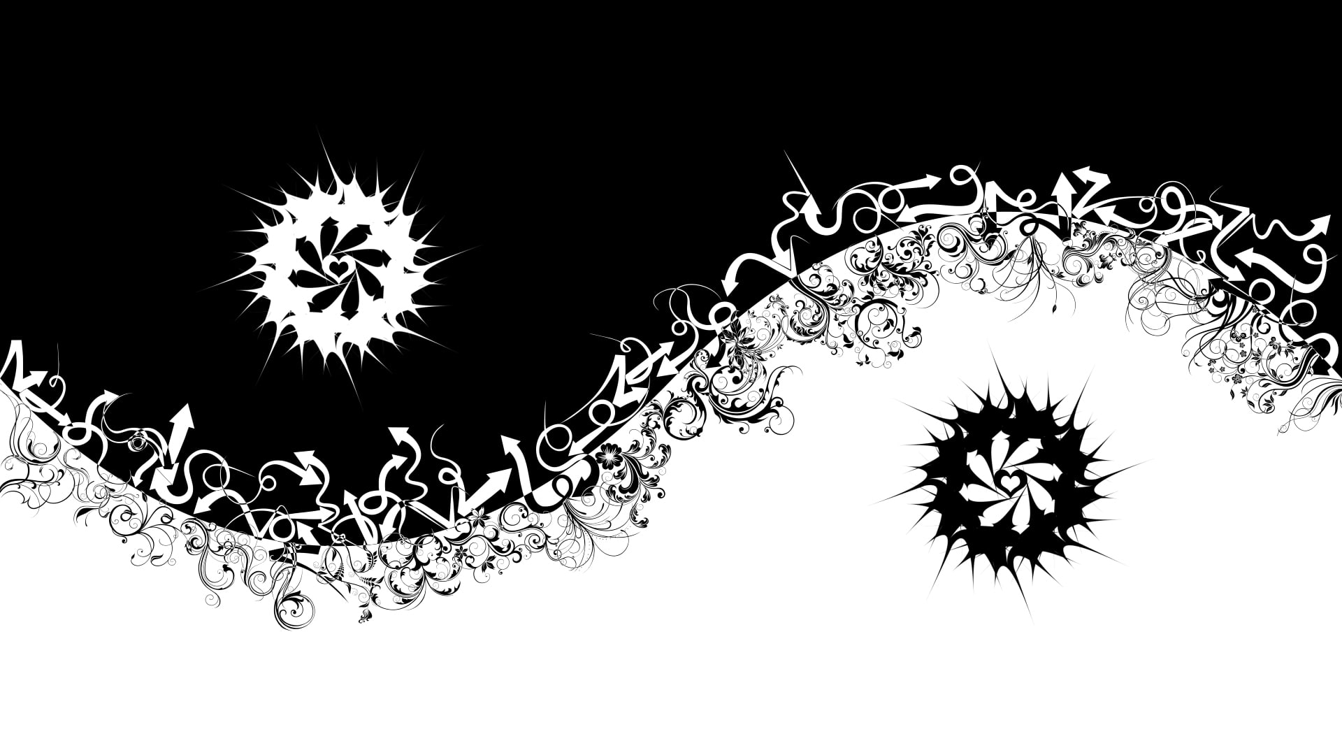 abstraction, black, growth, 1080P, no people, studio shot, flower, arrow, pattern, low angle view, design, clear sky, floral pattern, indoors, HD Wallpaper