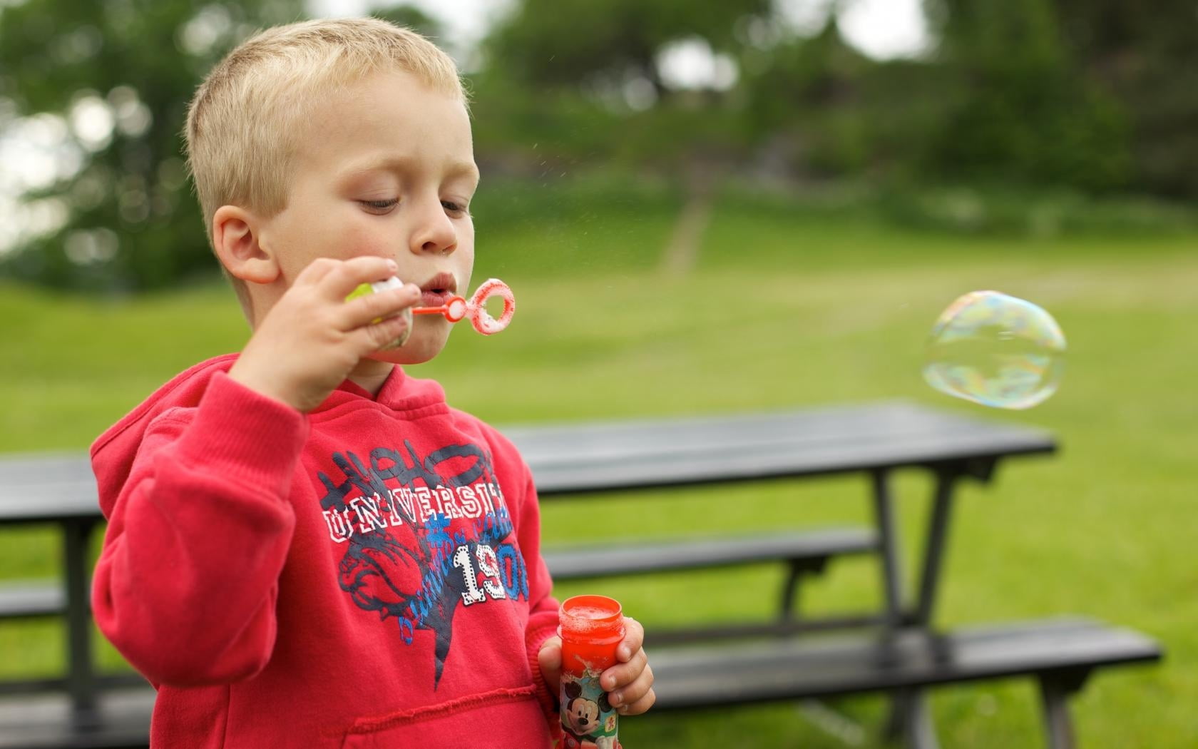 portrait, front or Back Yard, people, blowing, toy, green Color, bubble, baby Girls, real people, outdoors, men, 720P, happiness, nature, bubble Wand, HD Wallpaper
