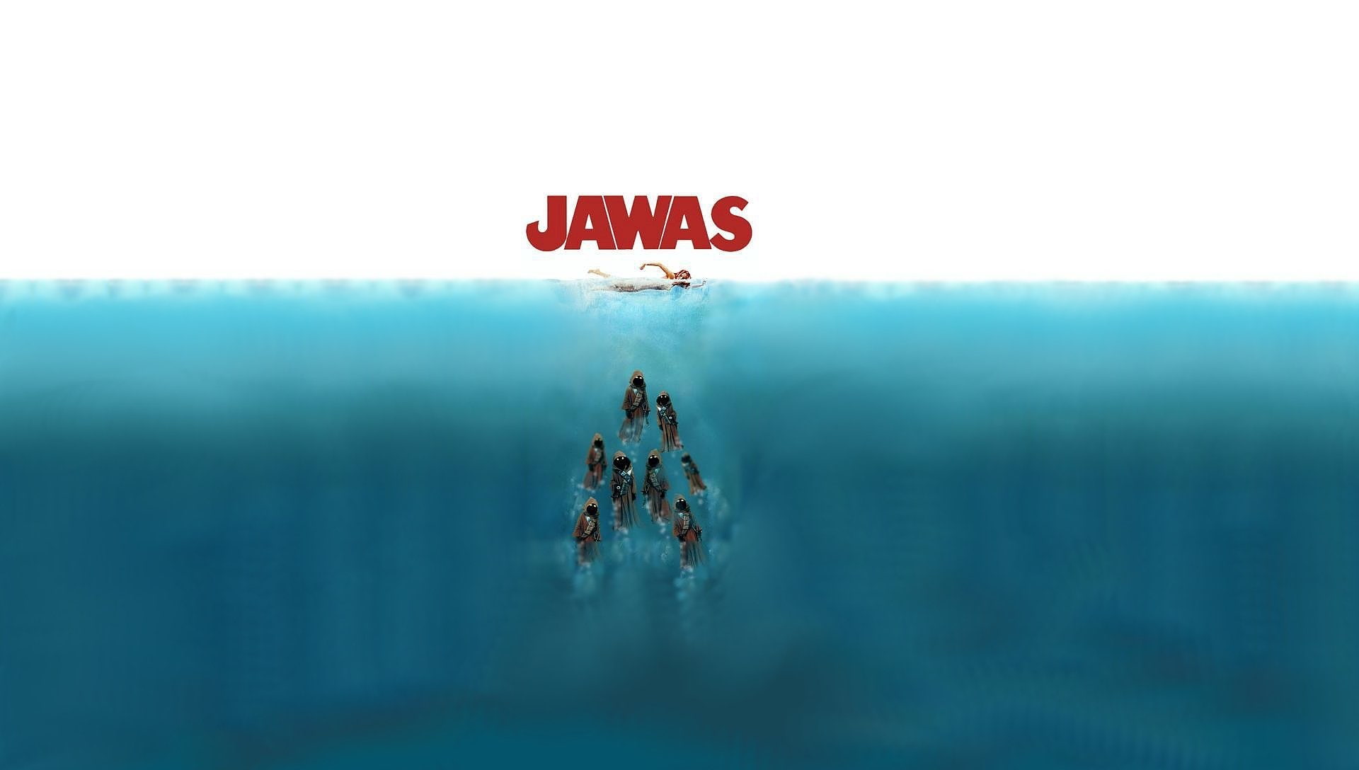 Underwater, Ocean, Humor, Movie, Jawas (Star Wars), Star Wars, 1080P, Jaws, HD Wallpaper