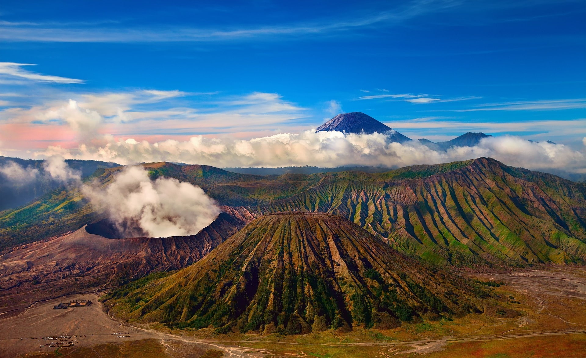 scenics - nature, power in nature, active volcano, sky, landscape, smoke - physical structure, bromo, land, travel destinations, formation, no people, cloud - sky, HD Wallpaper