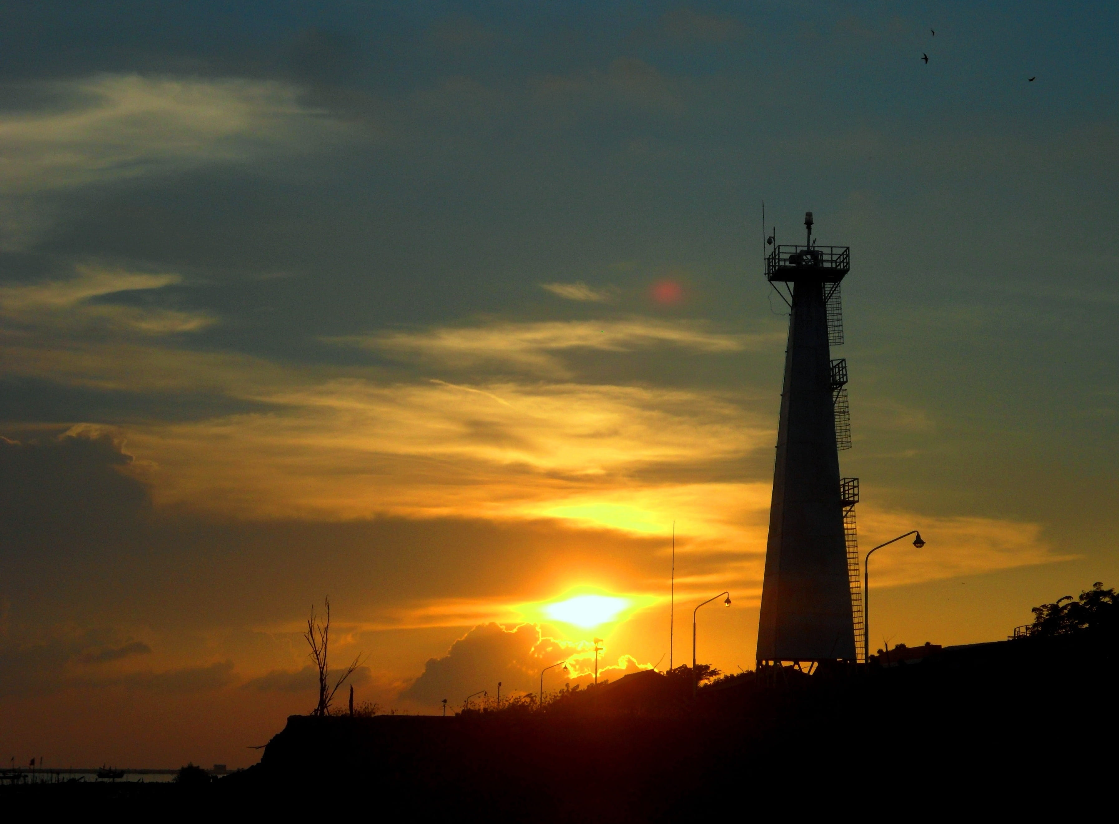 architecture, dusk, city, mercusuar, tower, Pantai, low angle view, scenics - nature, madura, indonesia, sunrise - Dawn, beautiful, beauty in nature, building, HD Wallpaper