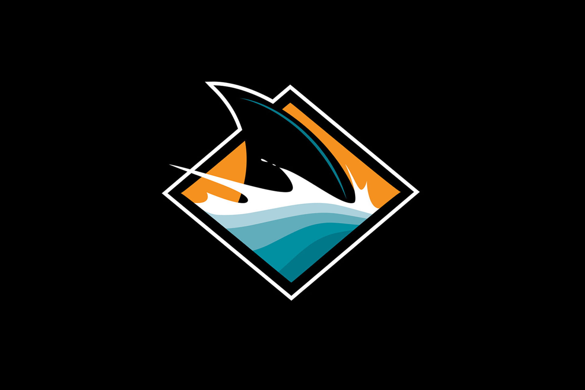 direction, multi colored, black background, shark, blue, fin, arrow symbol, close-up, symbol, 1080P, no people, copy space, indoors, logo, communication, HD Wallpaper