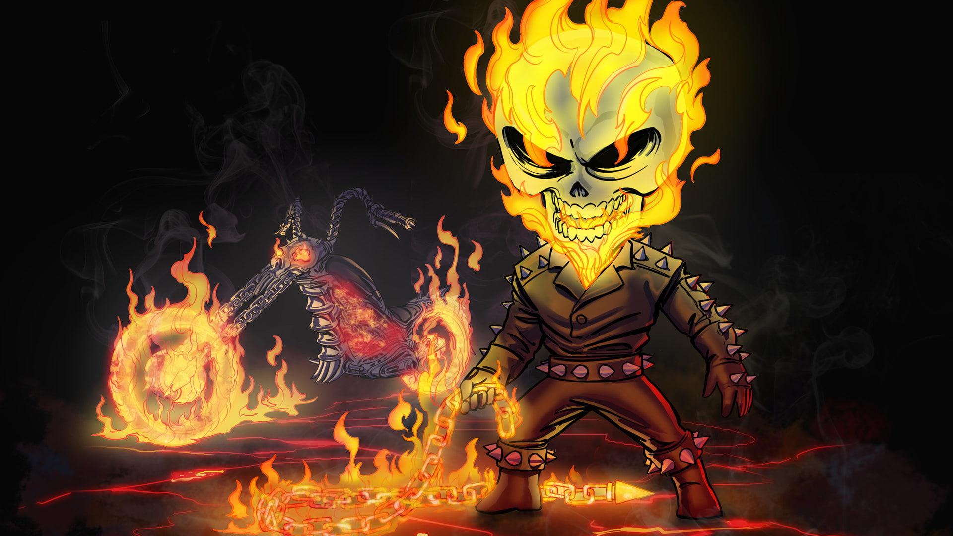 superheroes, artstation, ghost rider, 1080P, digital art, artwork, hd, HD Wallpaper