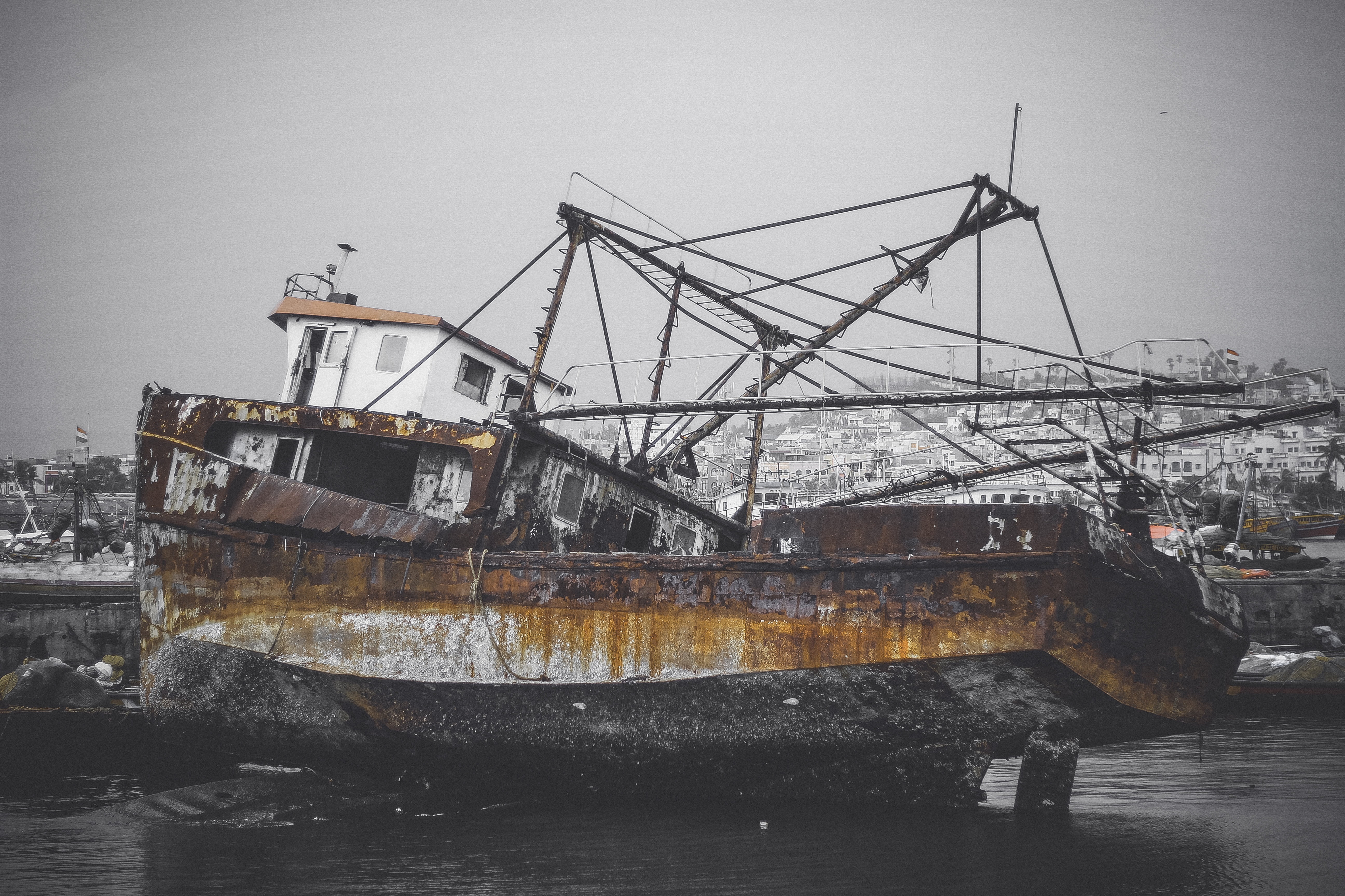 nature, mode of transportation, container, weathered, deterioration, no people, wood, nautical Vessel, water, sand, maritime, beach, fishing boat, abandoned, HD Wallpaper