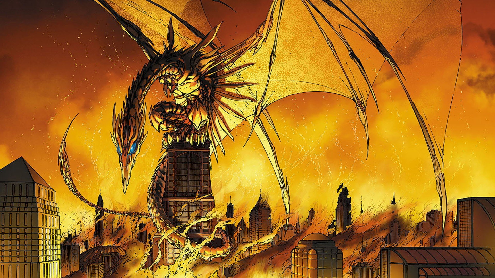 dragons, comics, image, 1080P, michael, turner, soulfire, buildings, HD Wallpaper