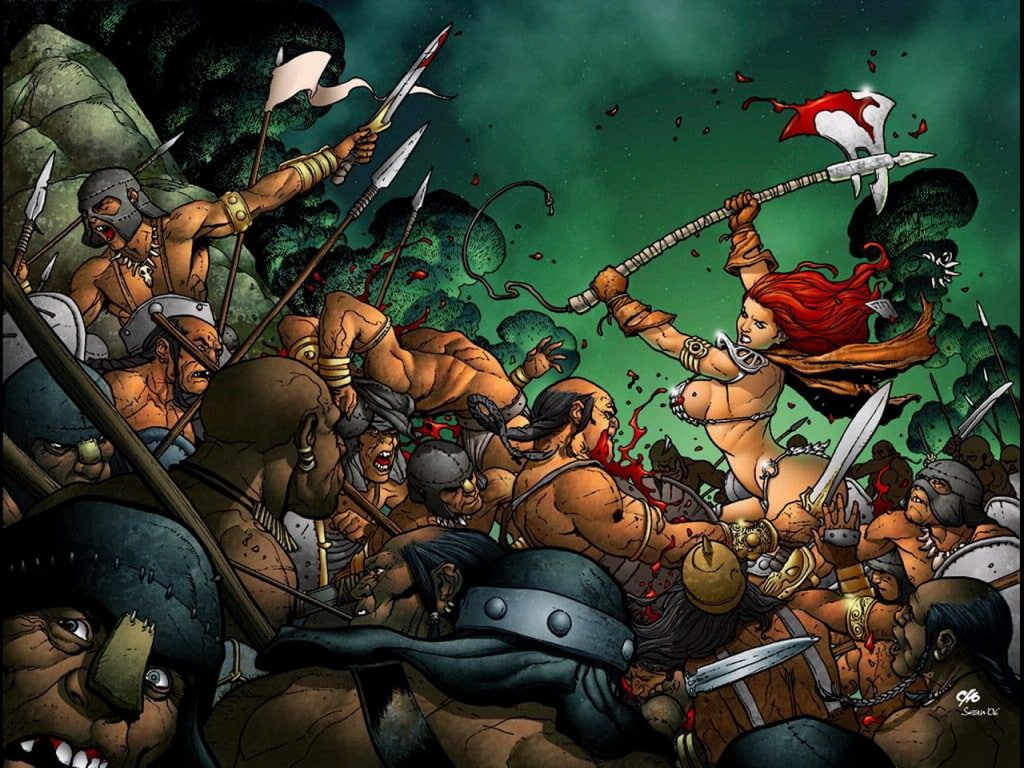 image, 480P, hd, entertainment, comics, girl, lady, heroes, red, female, art, sonja, HD Wallpaper
