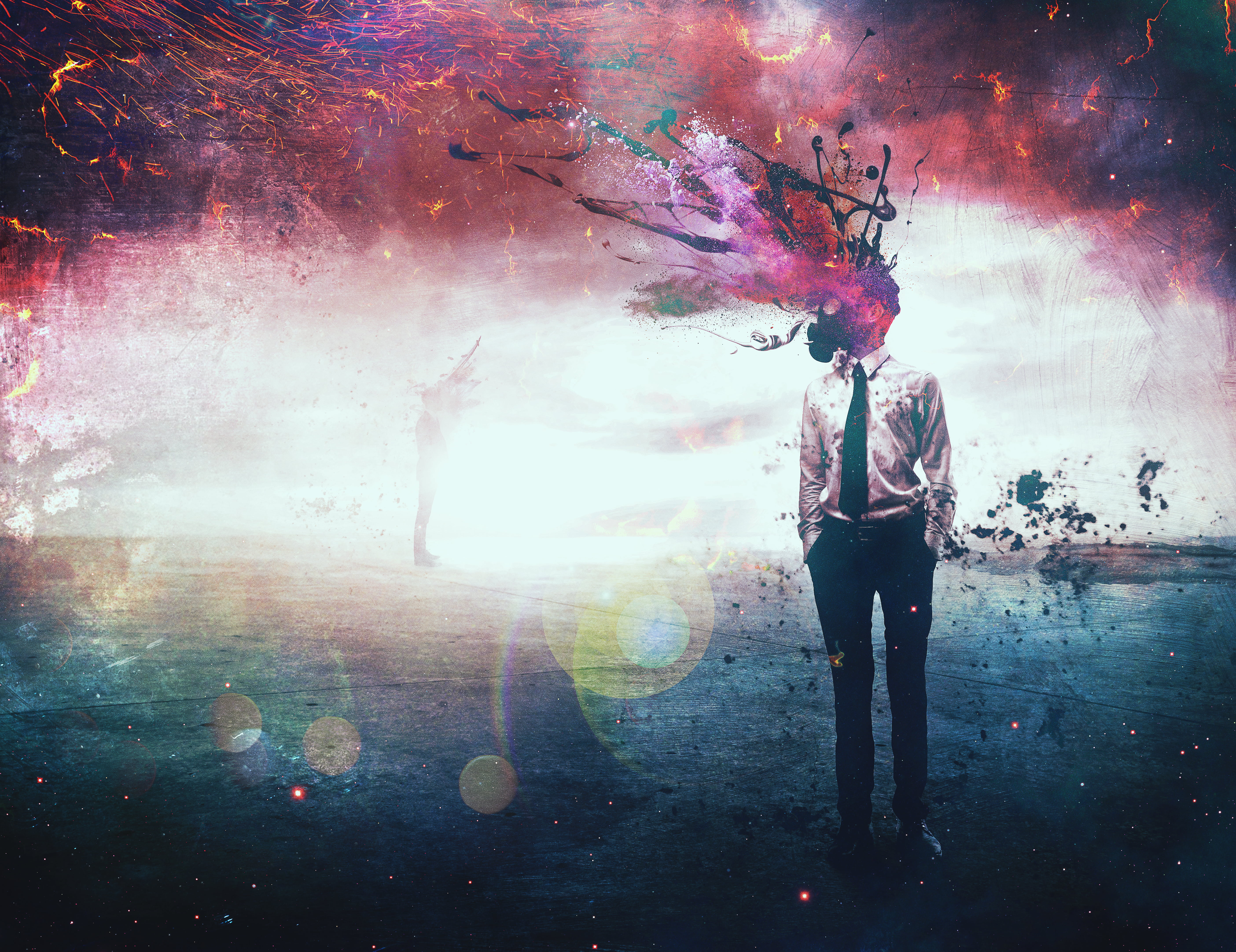 women, arts culture and entertainment, black, ideas, one Person, spooky, nature, man, casual clothing, multi Colored, 5K, people, surrealism, creativity, HD Wallpaper