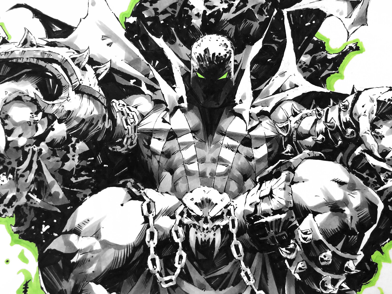 drawing, 720P, Kael Ngu, concept art, artwork, Spawn, simple background, HD Wallpaper