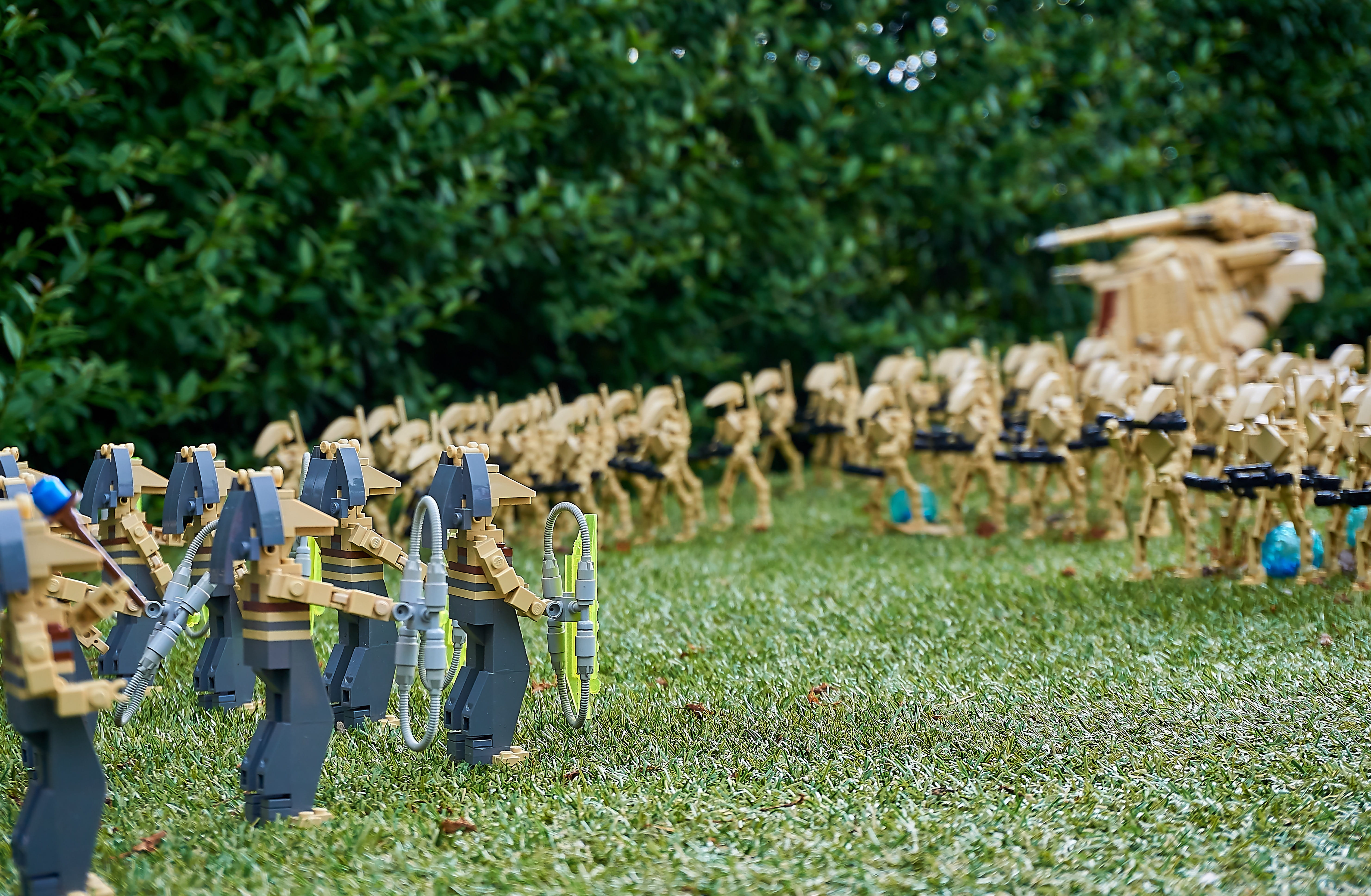children, plant, tree, skywalker, lego blocks, real people, field, robot, legoland, land, spaceship, weapons, droids, government, battle droids, george lucas, HD Wallpaper