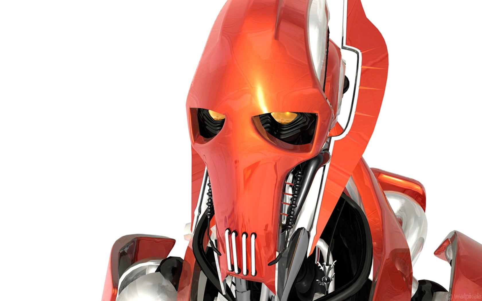 mode of transportation, silver, orange, mask, close-up, white background, indoors, one person, red, studio shot, General Grievous, sport, grievous, orange color, HD Wallpaper