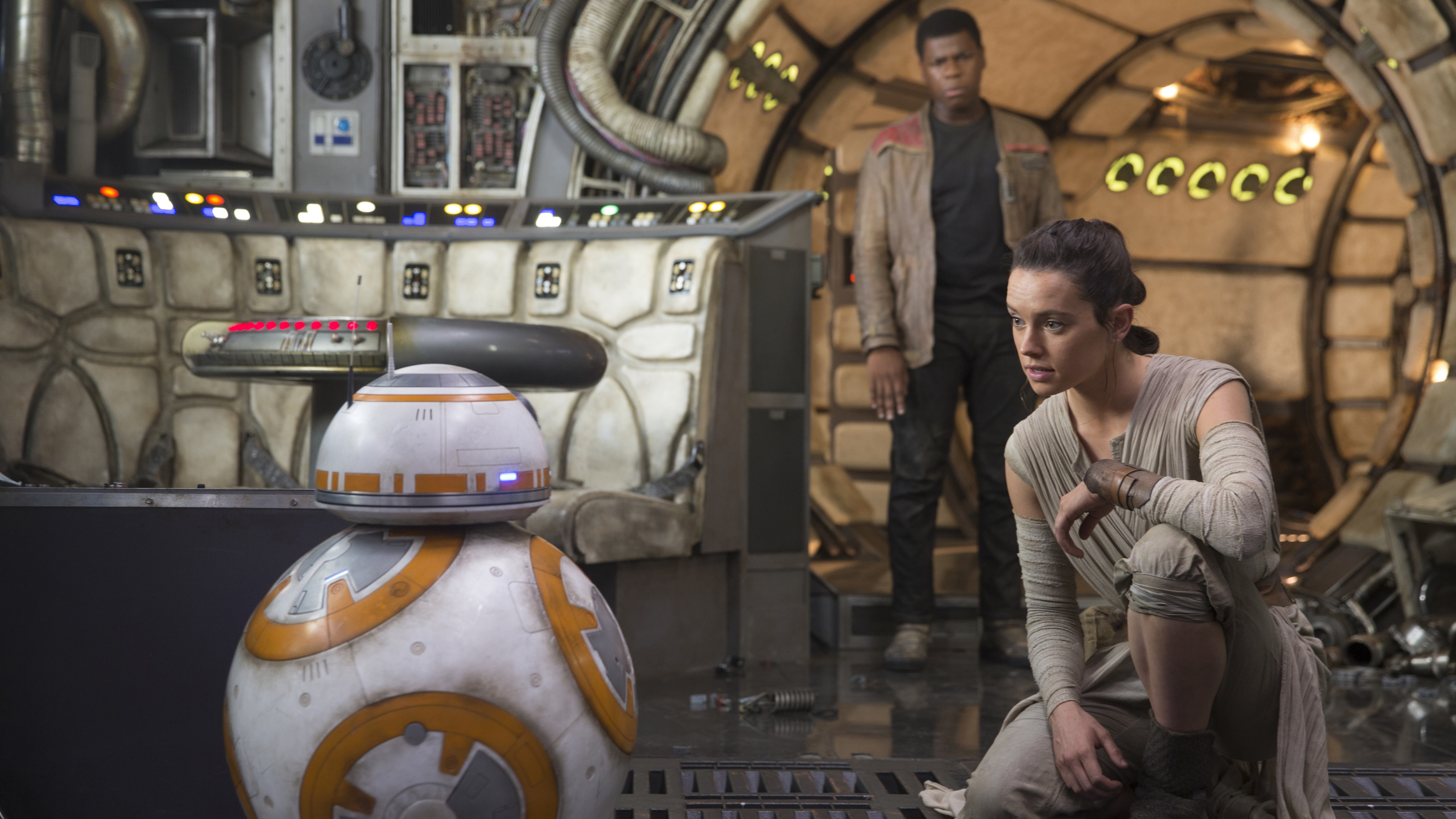 Star Wars, Rey (Star Wars), BB-8, Star Wars Episode VII: The Force Awakens, 5K, Finn (Star Wars), John Boyega, Daisy Ridley, HD Wallpaper