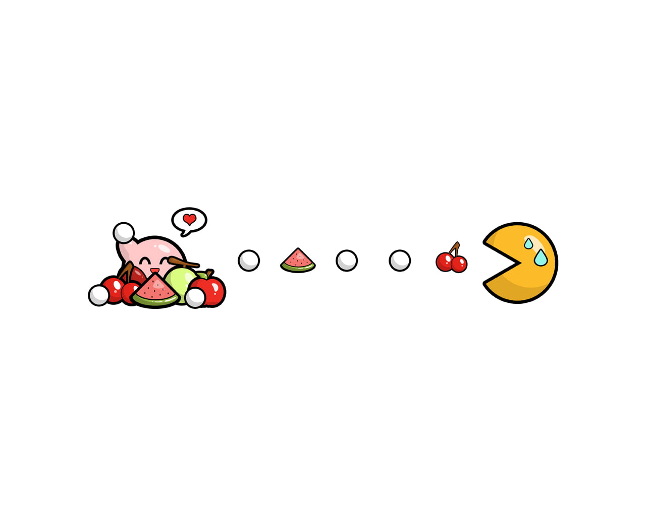 pacman, video games, white, 720P, kirby, hd, HD Wallpaper