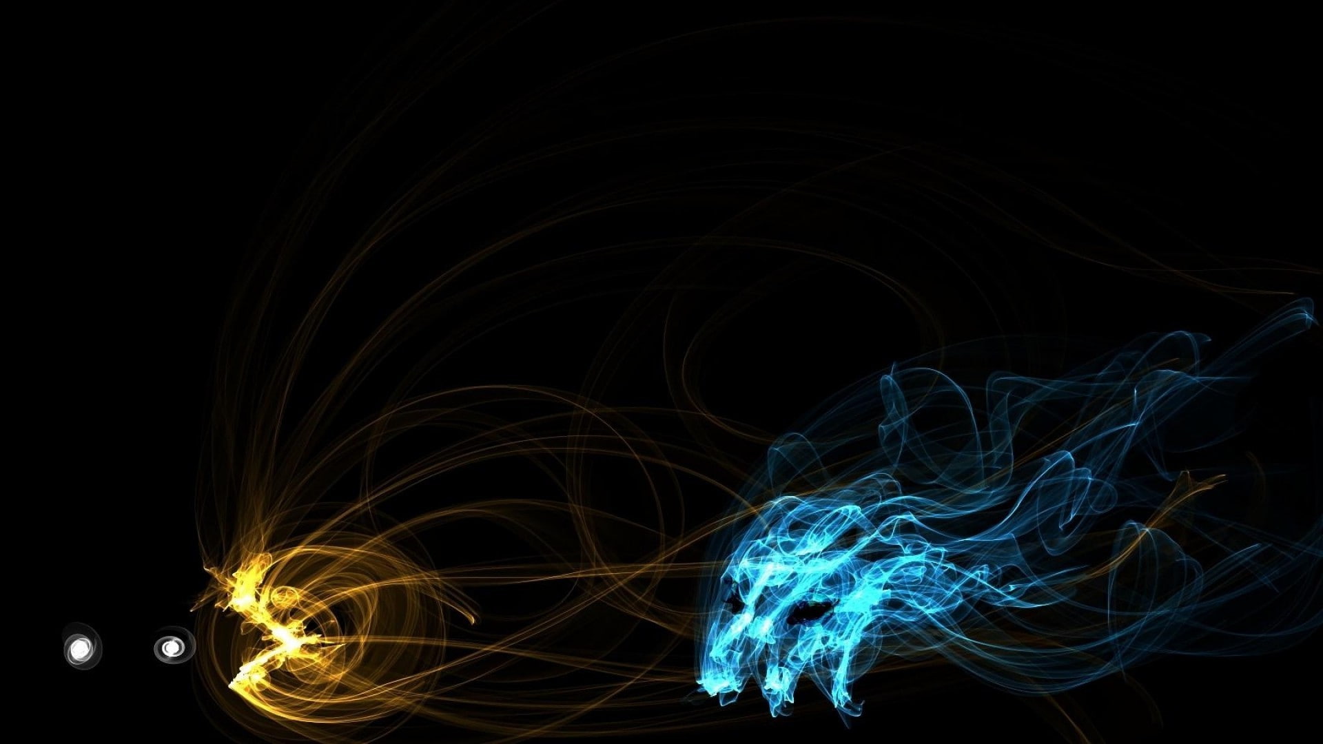 Pac Man, video games, Light Trails, Fan Art, digital art, Glowing, 1080P, abstract, cgi, black background, Pacman, HD Wallpaper