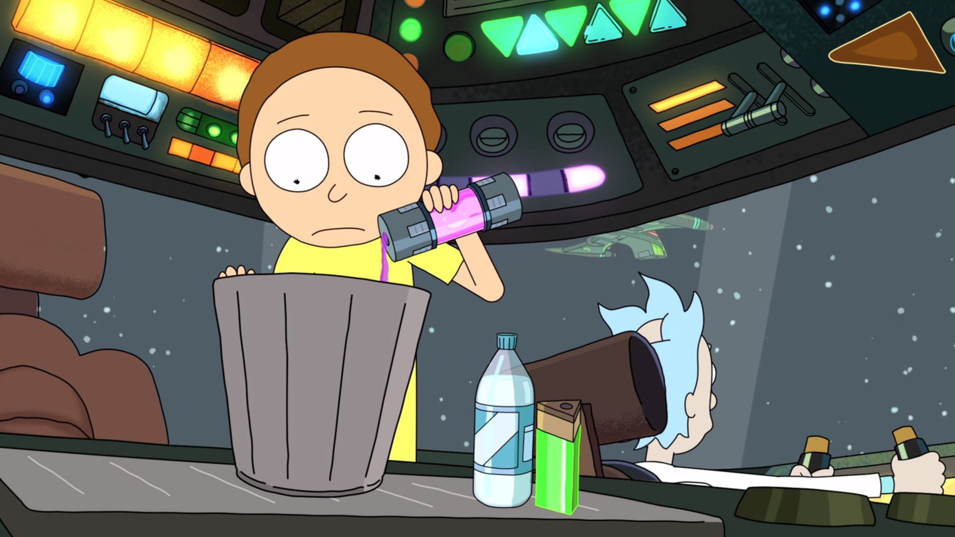 cartoon, occupation, TV, lifestyles, 1080P, one person, human representation, Rick and Morty, communication, men, technology, food and drink, Morty Smith, HD Wallpaper