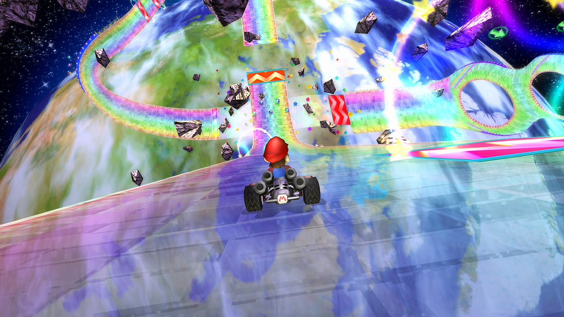 road, screenshots, kart, 1080P, mario, rainbow, HD Wallpaper