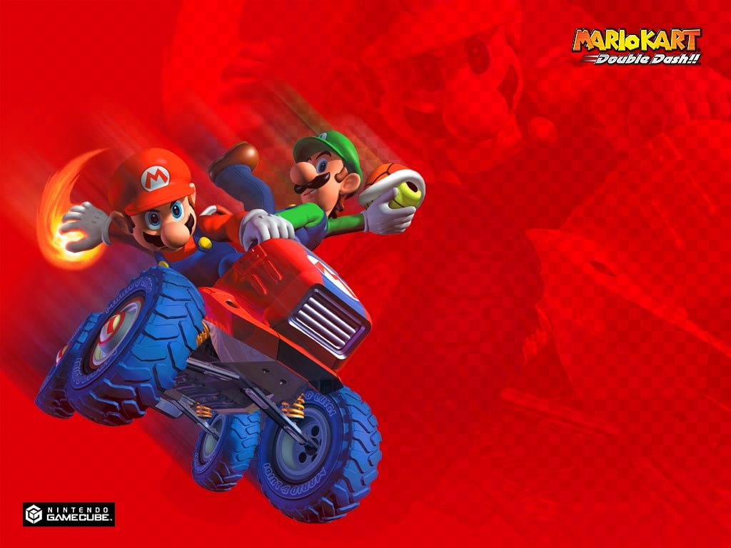 Mario Kart, red shield, video, amp, 480P, Mario, art, games, luigi, hd, HD Wallpaper