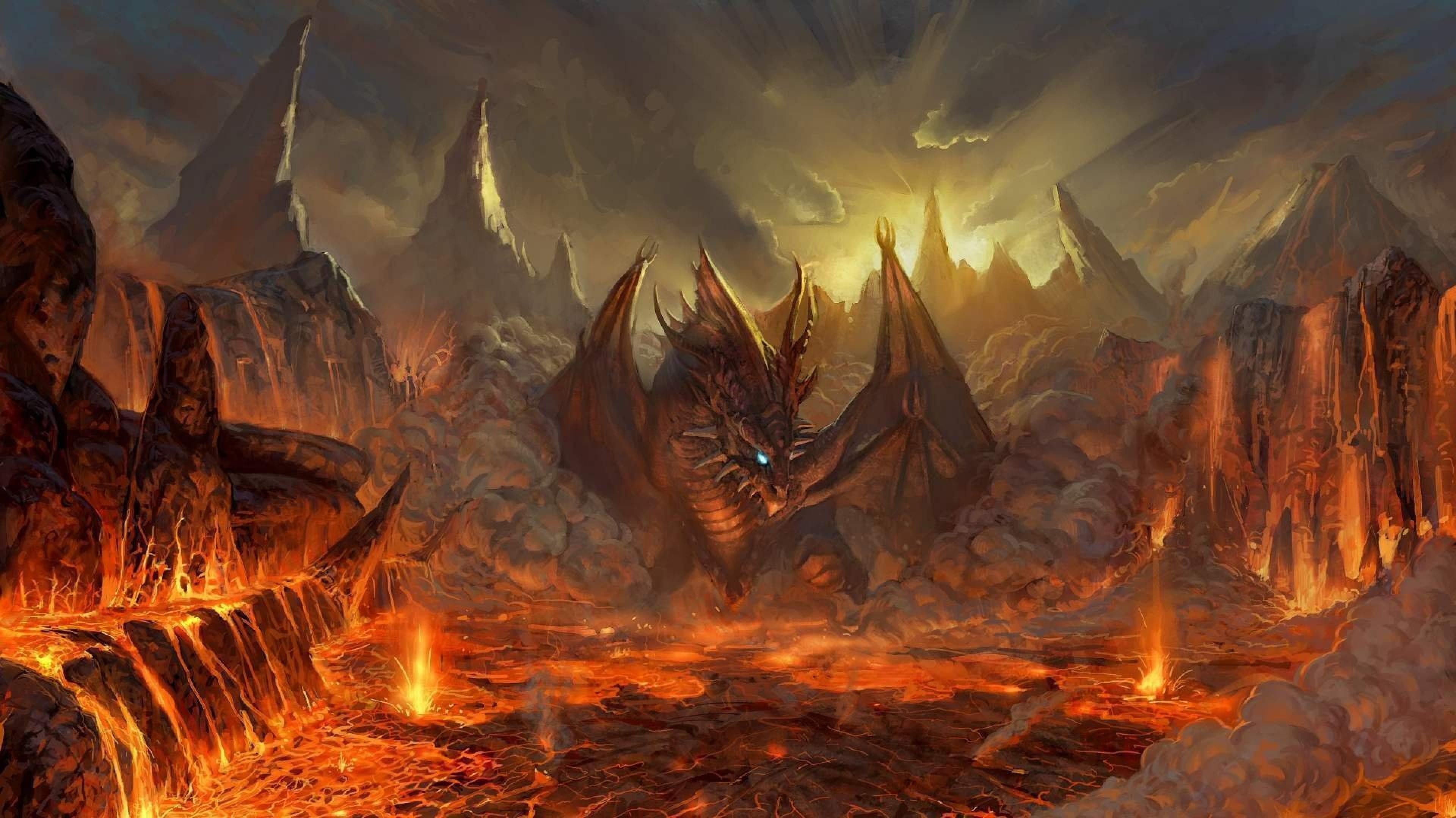 4K, Lineage II, fantasy Art, dragon, creature, HD Wallpaper