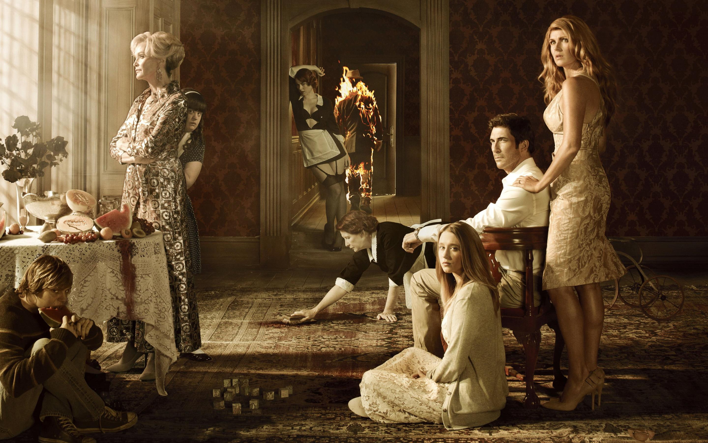 sleeveless, tv, horror, women, american, dress, s, series, 2K, white, story, HD Wallpaper