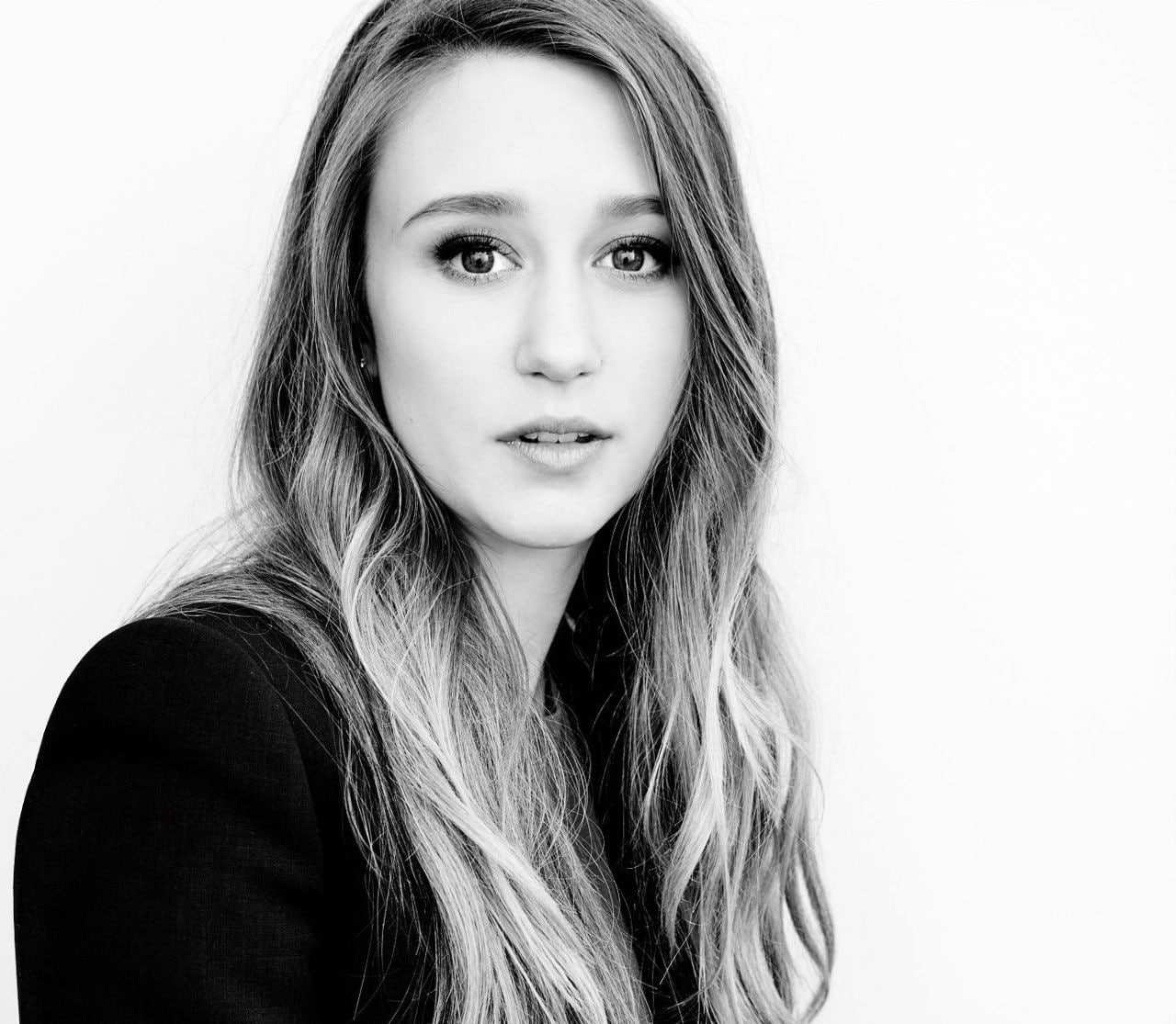 Taissa Farmiga, white  background, monochrome, 720P, actress, HD Wallpaper