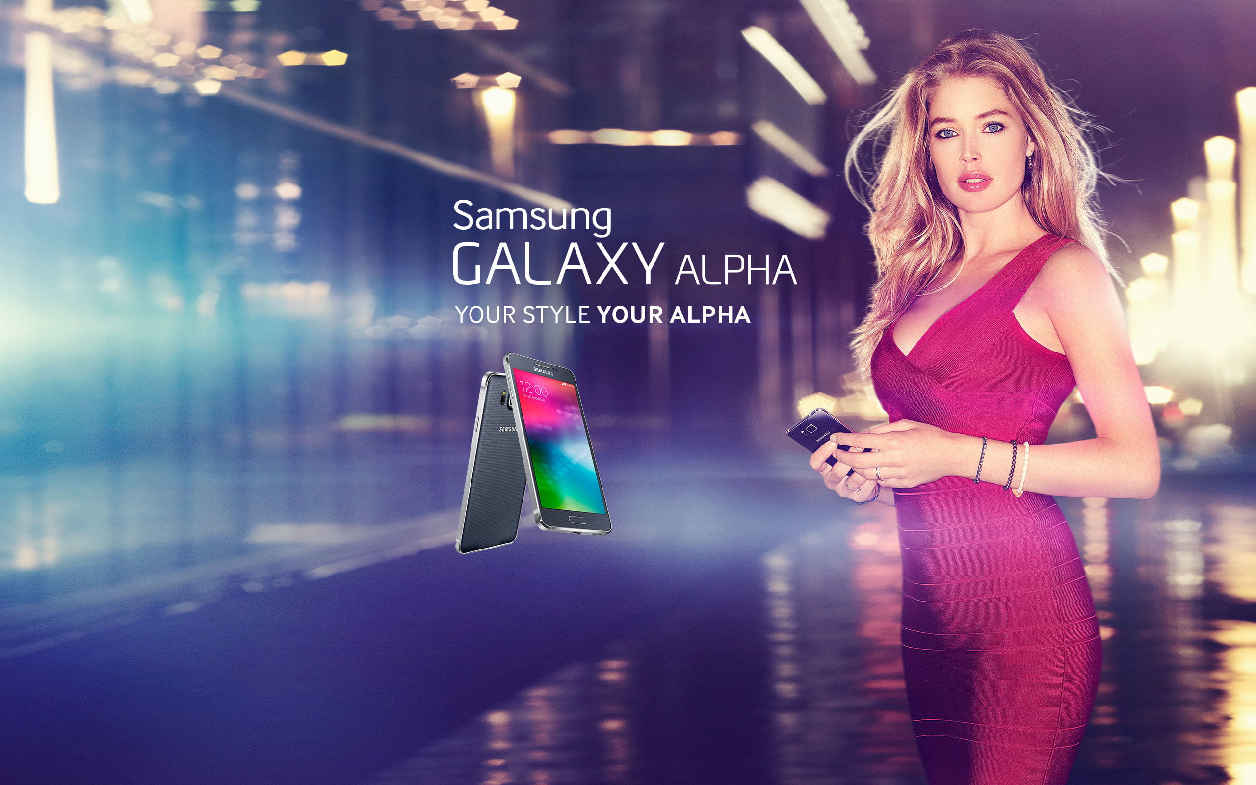 hi-tech, blonde, store, beautiful woman, city, beautiful, s, emotion, urban Scene, Galaxy Alpha, telephone, Samsung, technology, lifestyles, city Life, HD Wallpaper