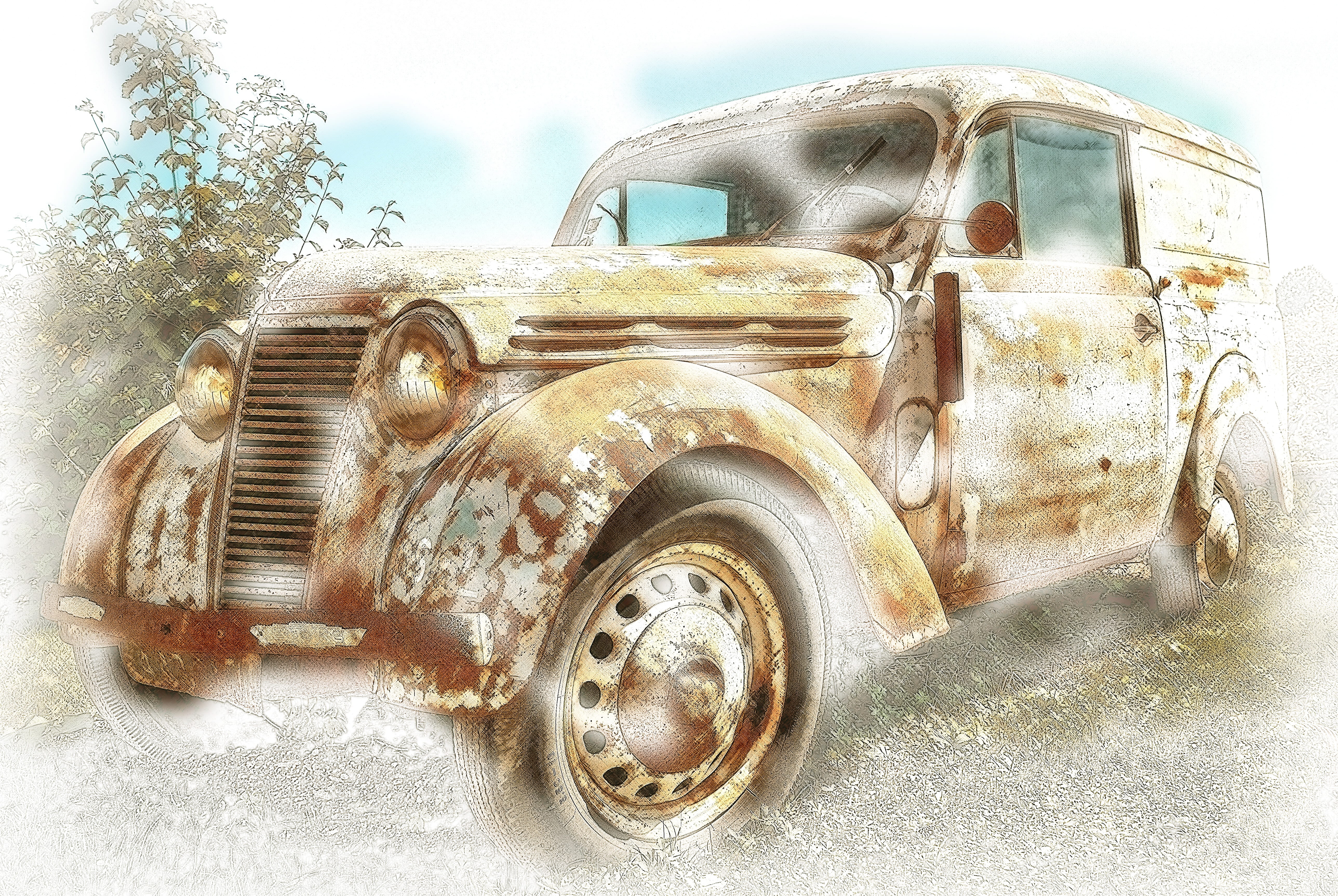 grunge, renault juvaquatre, obsolete, auto, stainless, wheel, day, cloud - sky, broken, old, defect, oldtimer, antique, transporter, metal, motor vehicle, HD Wallpaper