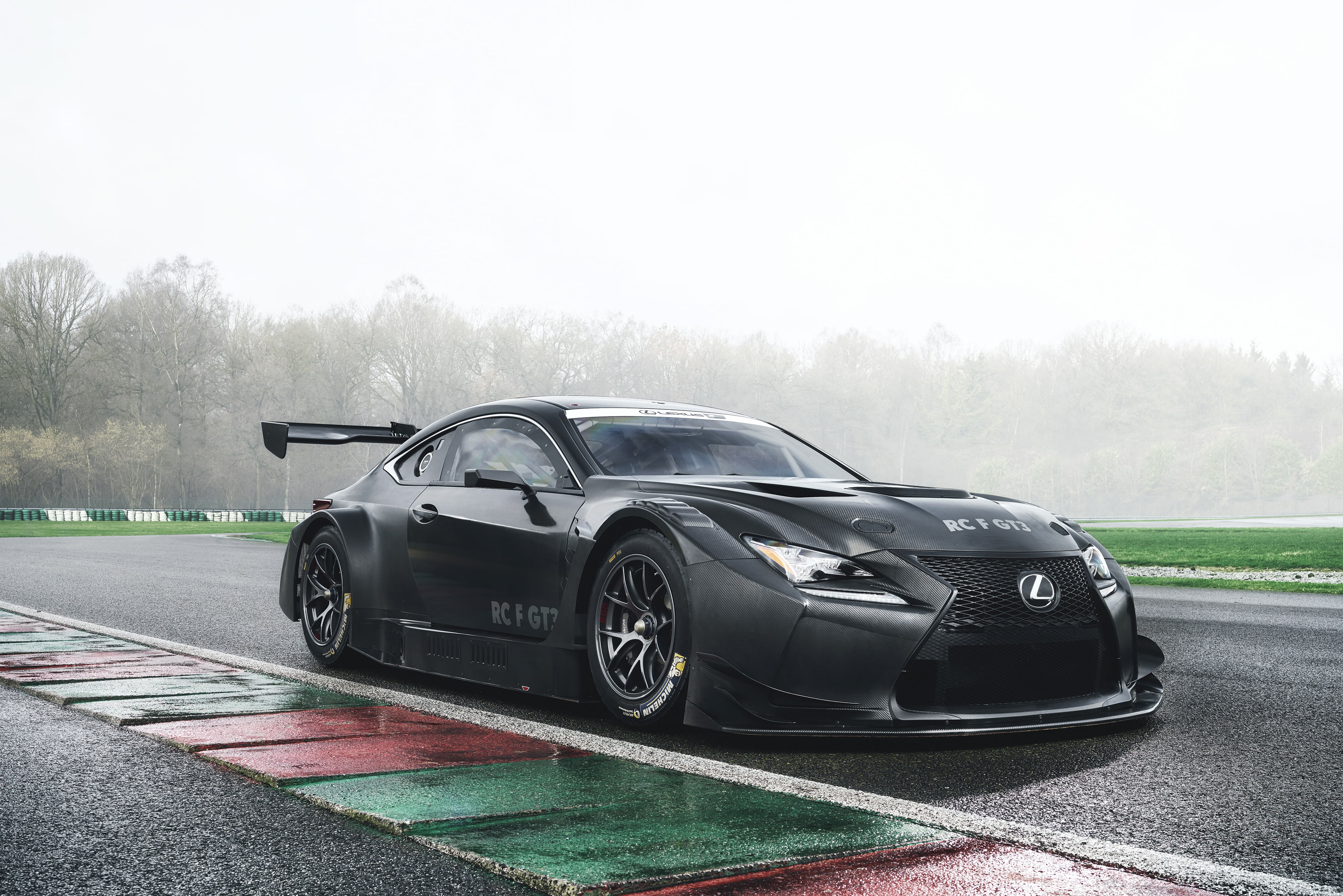 Lexus RC F GT3, day, 2017, racecar, symbol, transportation, land vehicle, speed, motor vehicle, road marking, asphalt, car, nature, luxury, driving, 2K, HD Wallpaper