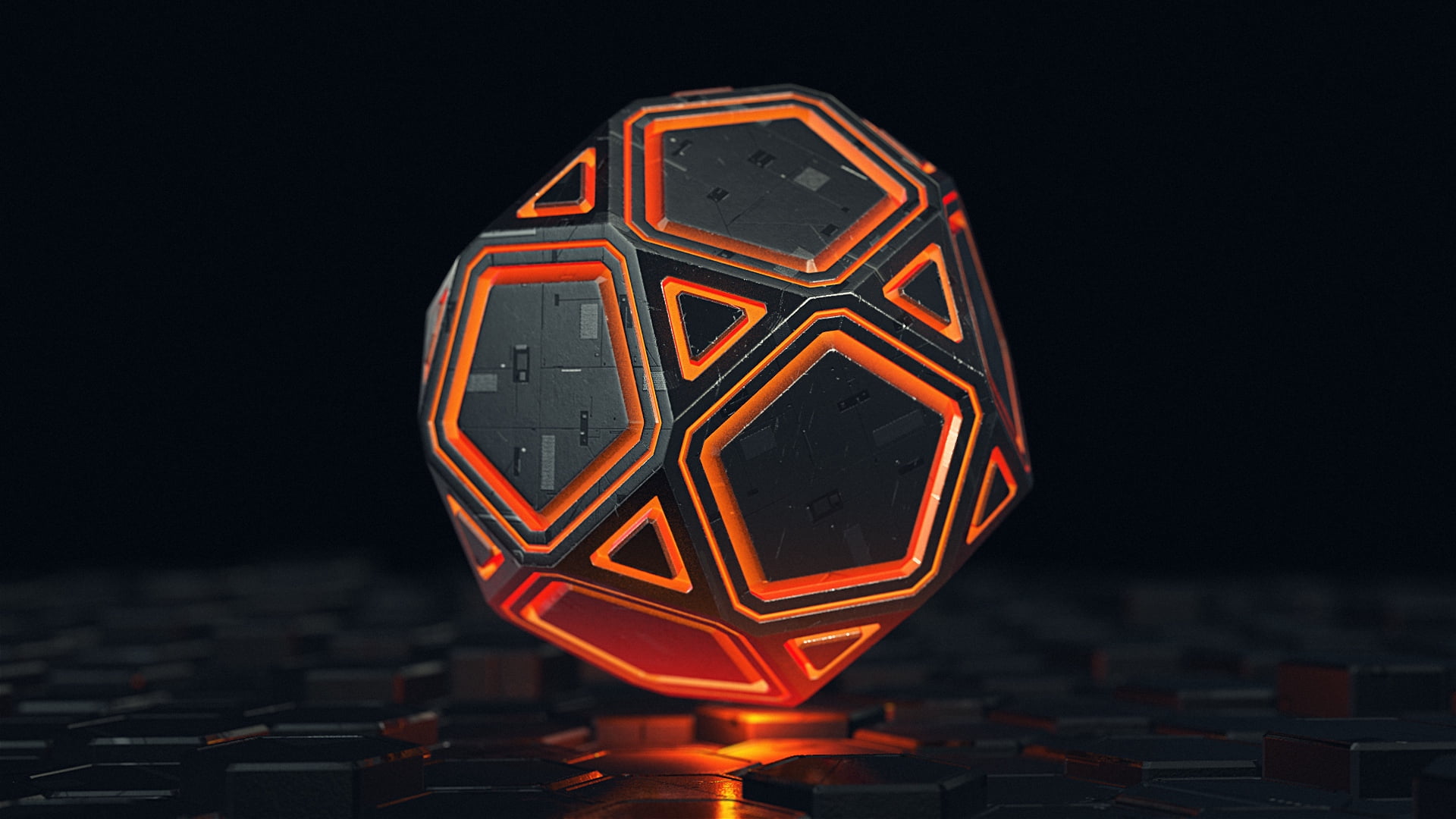 hexagon, lighting equipment, black Color, city, street, 1080P, computer Keyboard, futuristic, black background, internet, leisure games, symbol, shape, HD Wallpaper