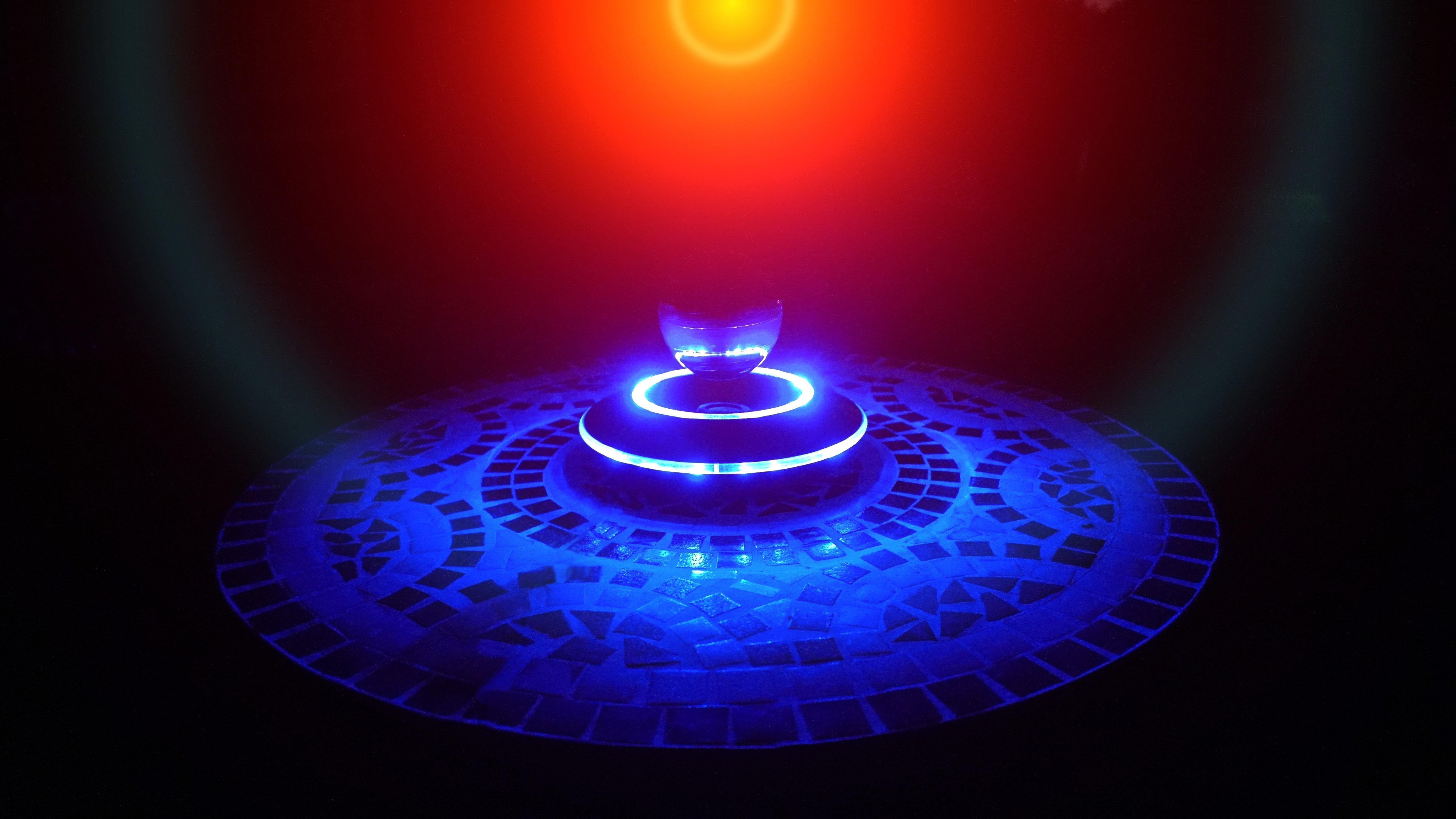 bistro table, bluetooth speaker, table, lighting, 5K, darkness, HD Wallpaper
