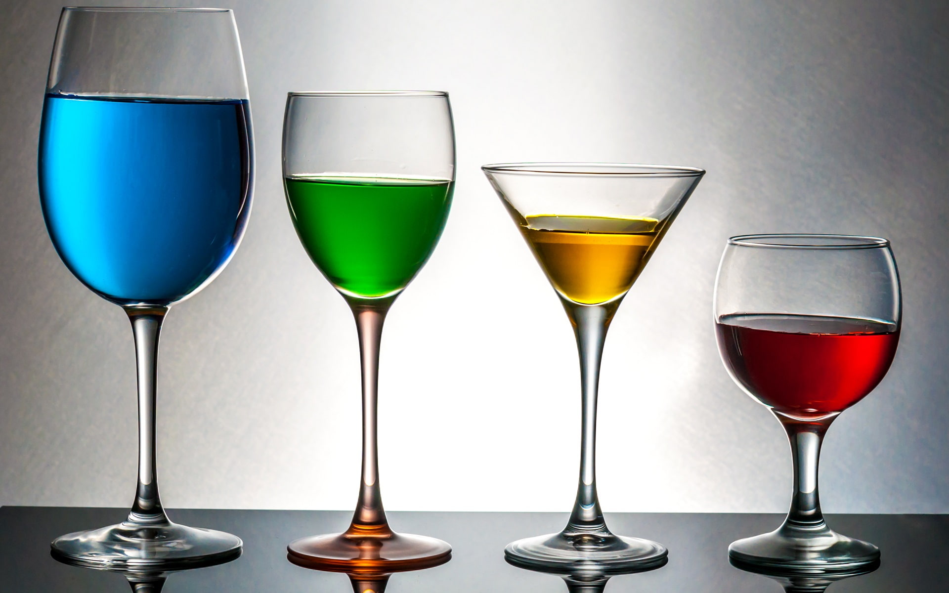 Yellow, Red, Blue, Green, Glass, Cups, Beverage, 1080P, HD Wallpaper