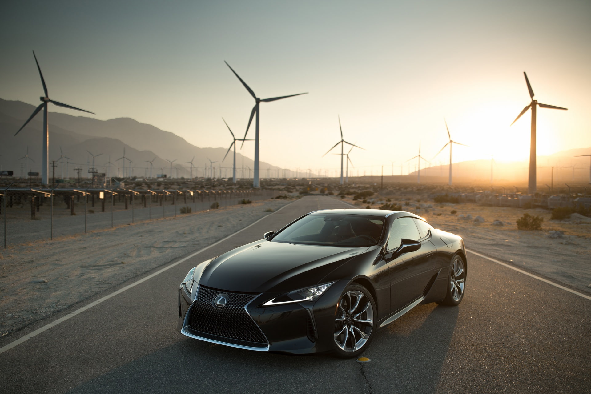 road, photographer, LC 500, the sun, Larry Chen, coupe, 1080P, Lexus, black, HD Wallpaper