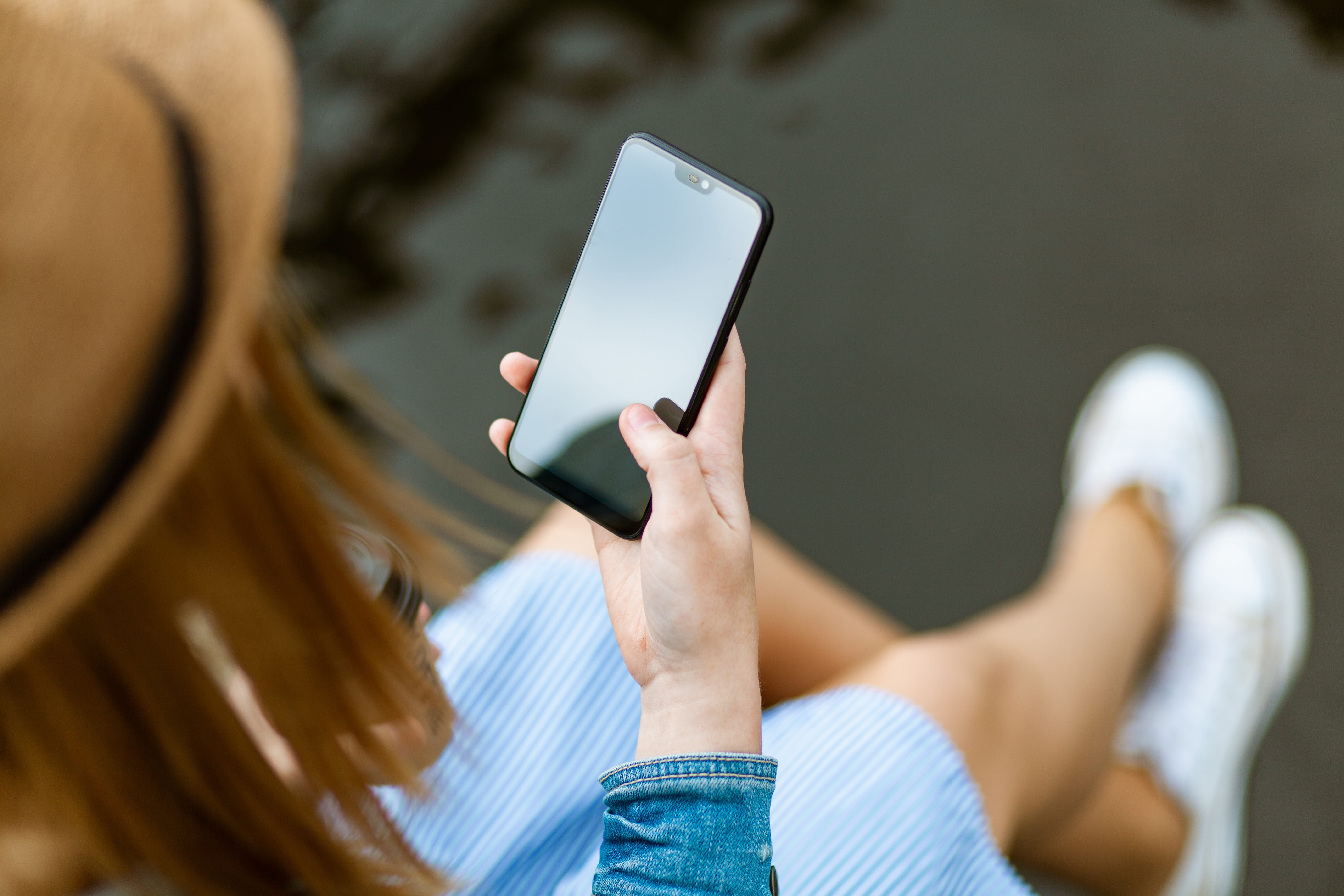 technology, portable information device, smartphone, day, connection, hat, message, screen, adult, sitting, hold, one person, text messaging, style, modern, HD Wallpaper