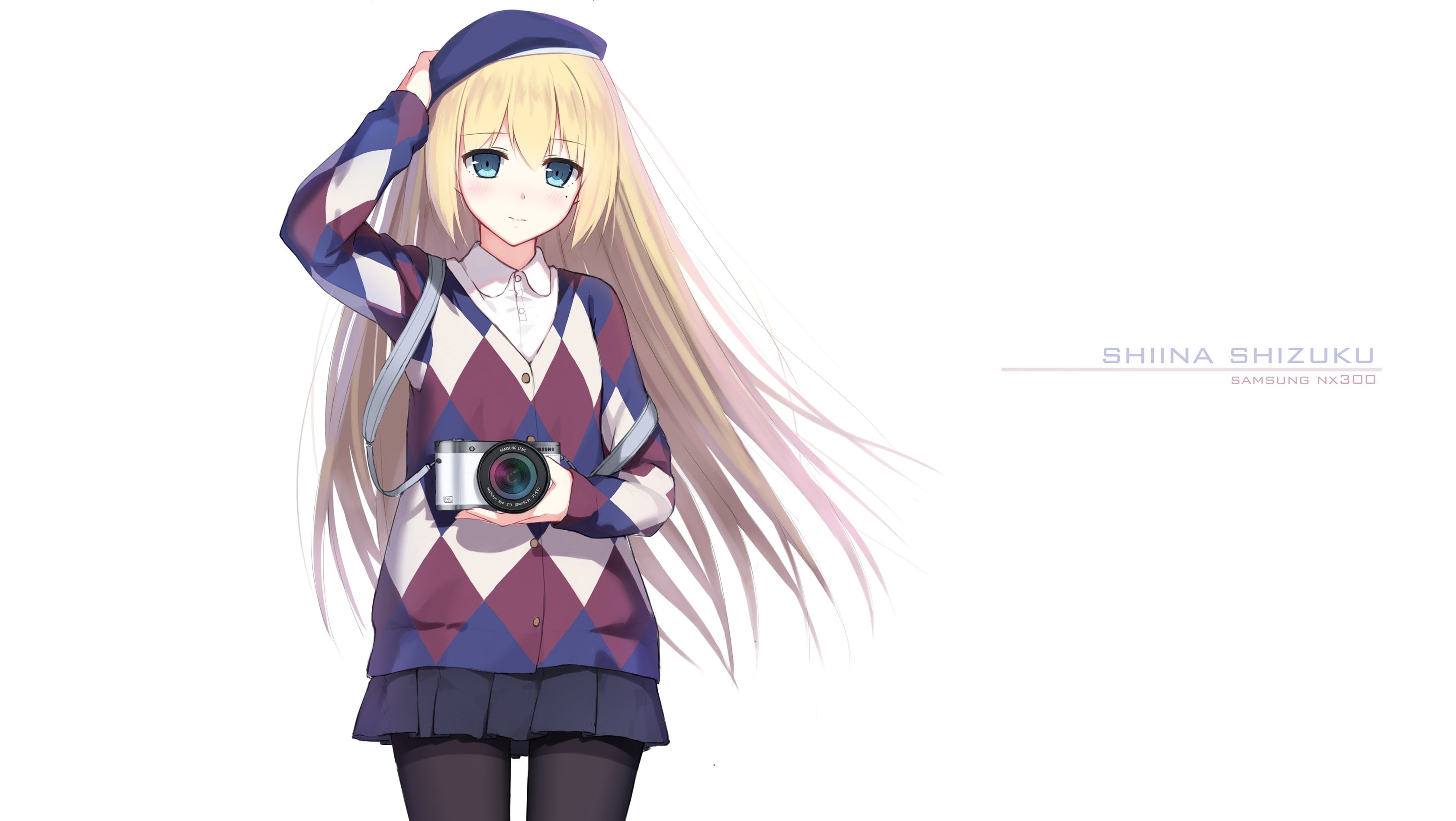 Samsung, camera, anime girls, Shiina Shizuku, blonde, 2K, HD Wallpaper