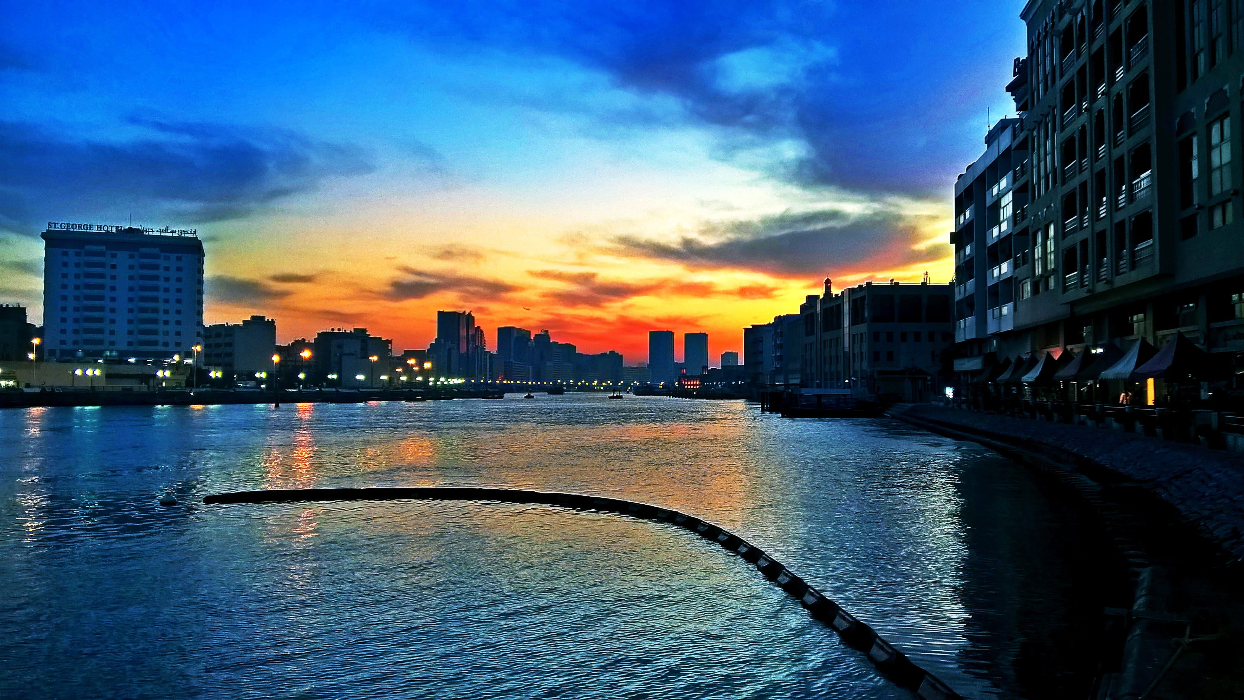 residential district, river, nature, skyscraper, building exterior, waterfront, bur dubai abra station (go to deira old souk abra station), building, built structure, HD Wallpaper