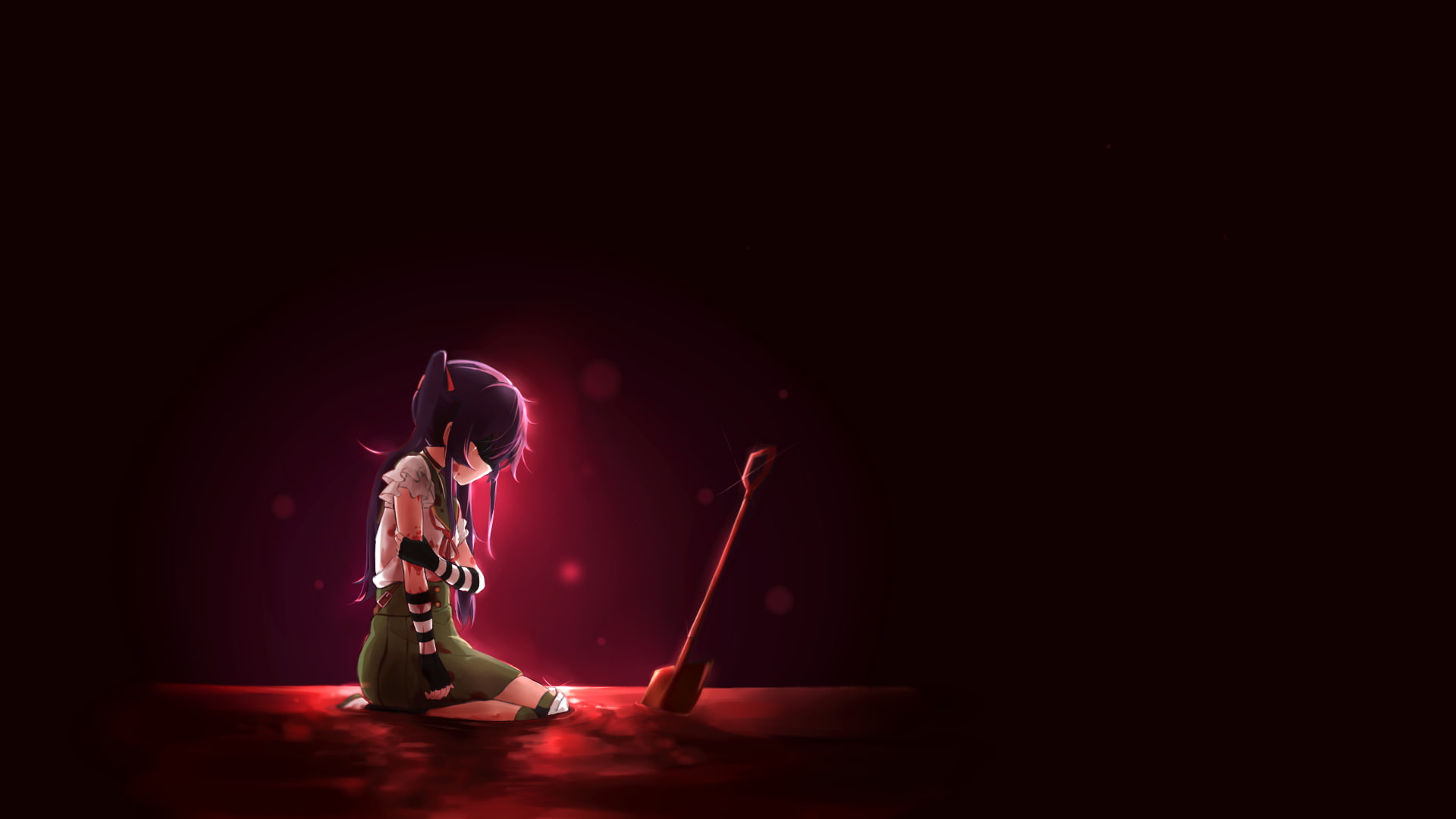 one person, stage - performance space, Gakkou Gurashi!, stage, musician, popular music concert, 1080P, light, night, indoors, anime, electric guitar, music, HD Wallpaper
