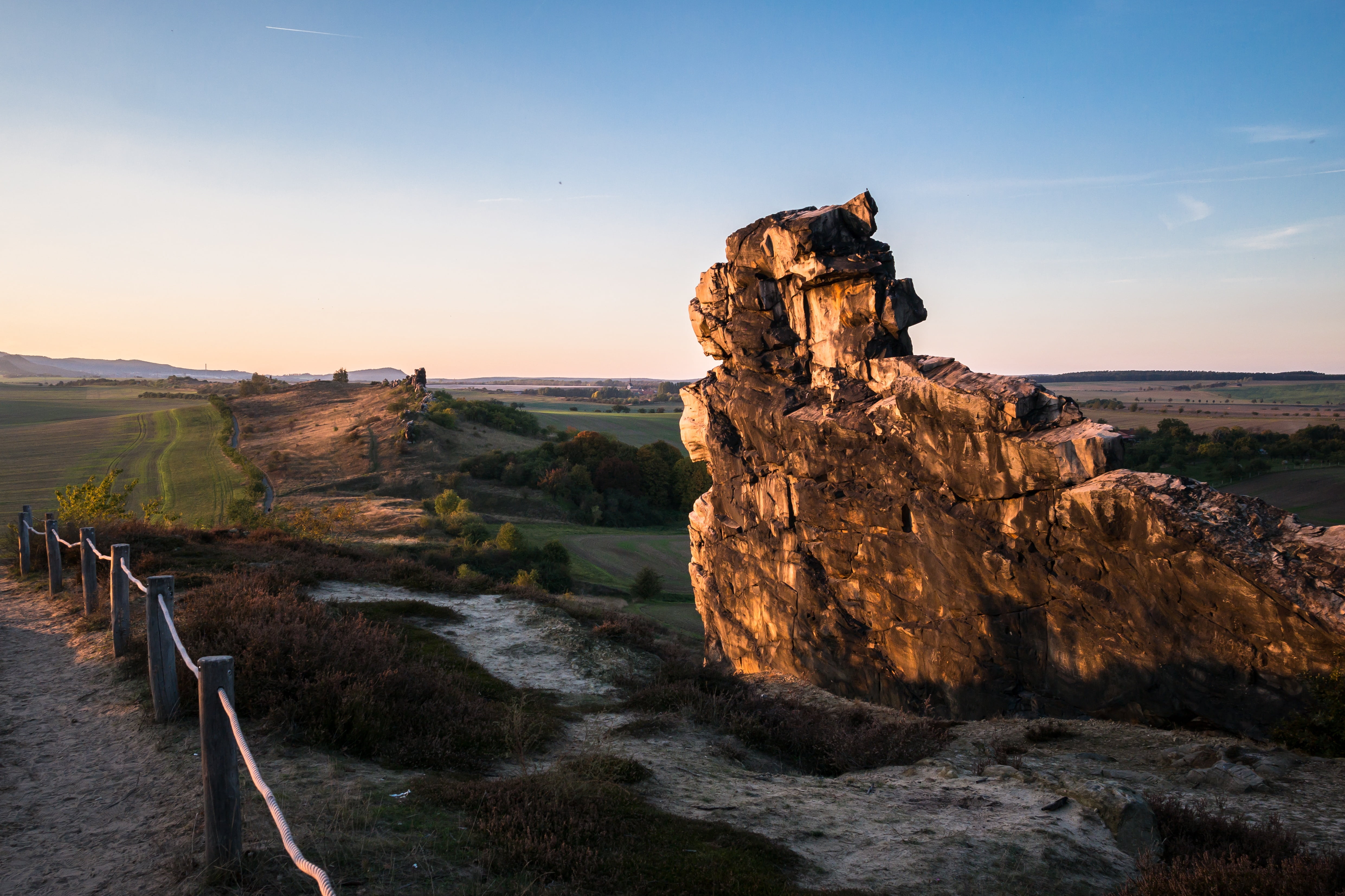water, landscape, scenics, nature, non-urban scene, 4K, sand stone, scenics - nature, solid, no people, hike, hiking, trail, rock, away, sunset, devils wall, HD Wallpaper