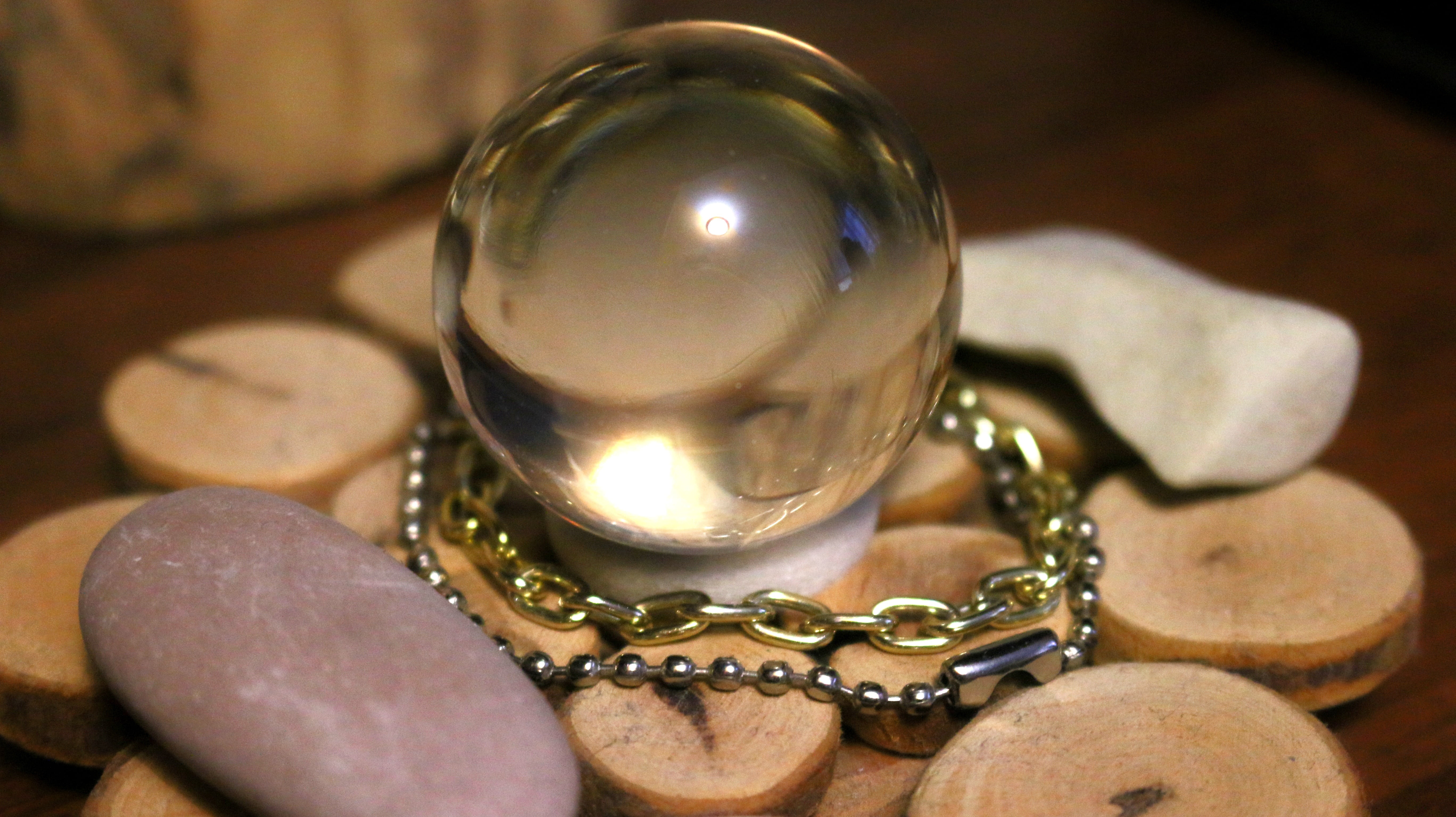 necklace, fortune telling, photography, metal, antique, luxury, brown, reflection, mystery, glass ball, divination, focus, no people, focus on foreground, HD Wallpaper
