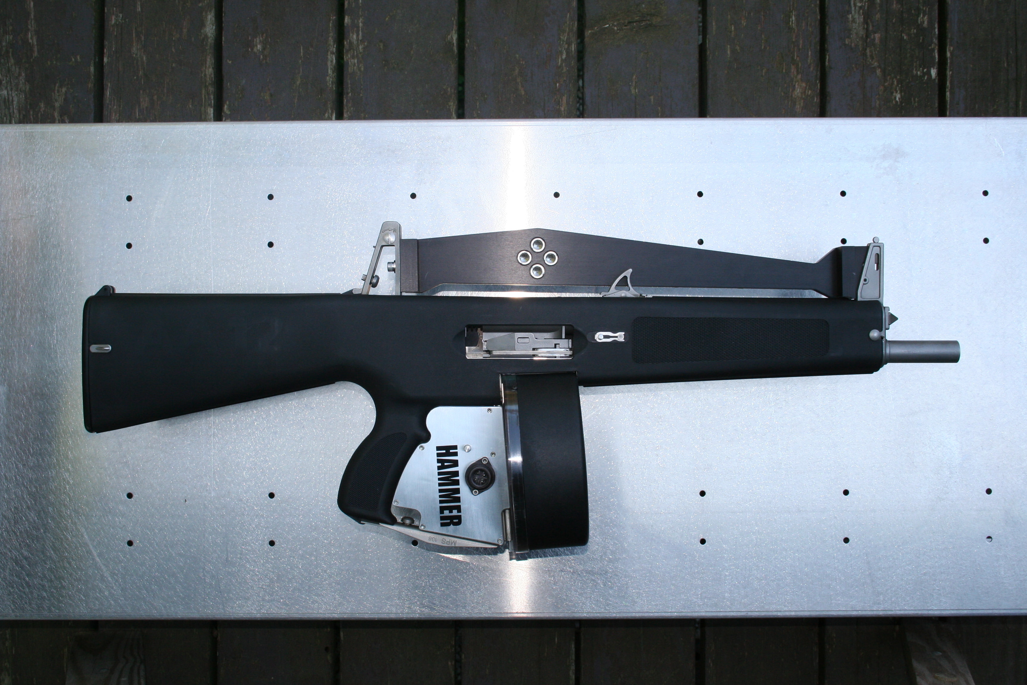 wall - building feature, Weapons, weapon, close-up, shotgun, no people, security system, fire, rifle, gun, security camera, day, sign, AA-12, safety, Hammer, HD Wallpaper