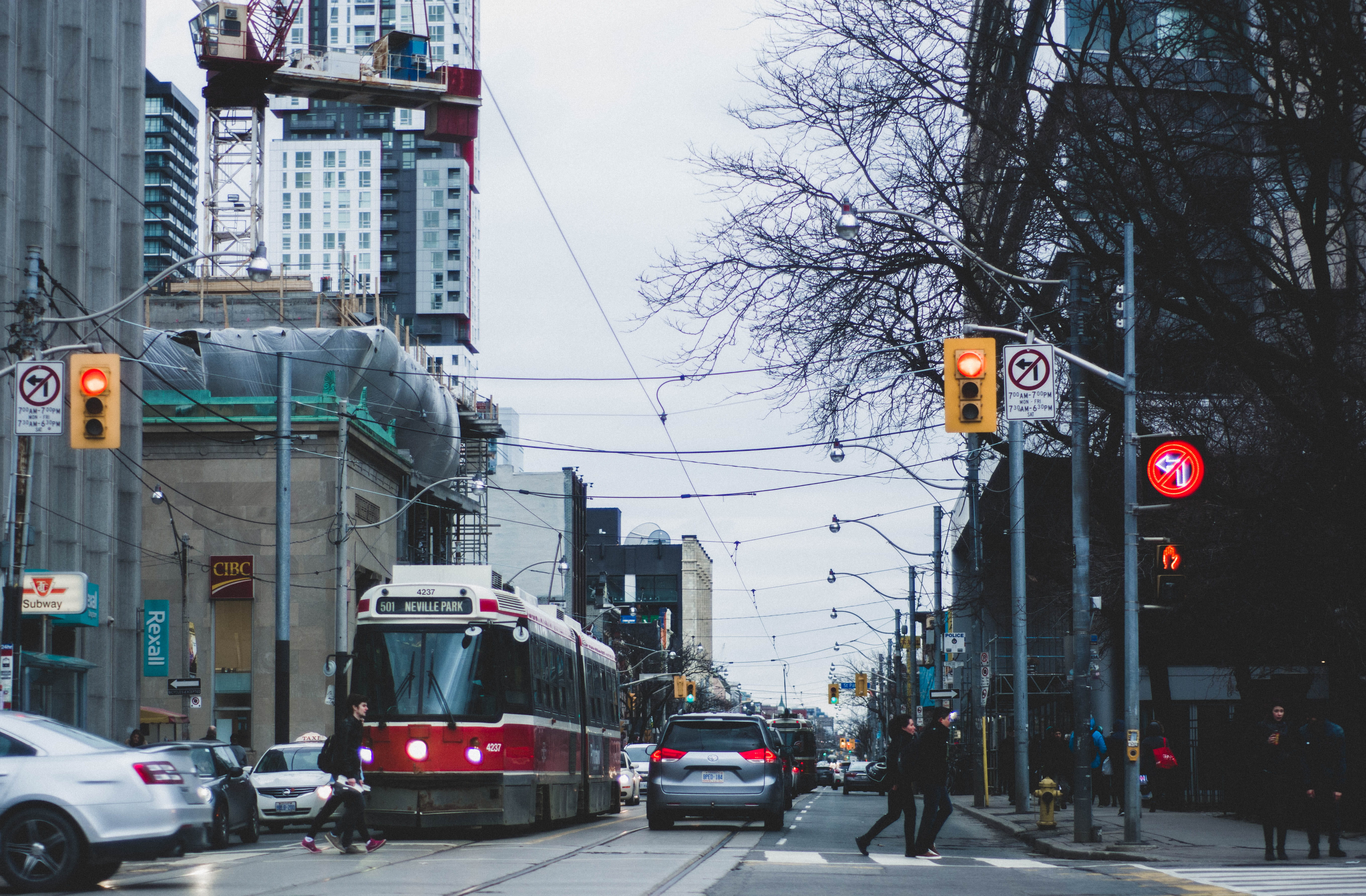 concrete, nature, guidance, red light, street, moody, light, car, sign, decay, canada, grey, road signal, built structure, cable, electricity, exterior, HD Wallpaper