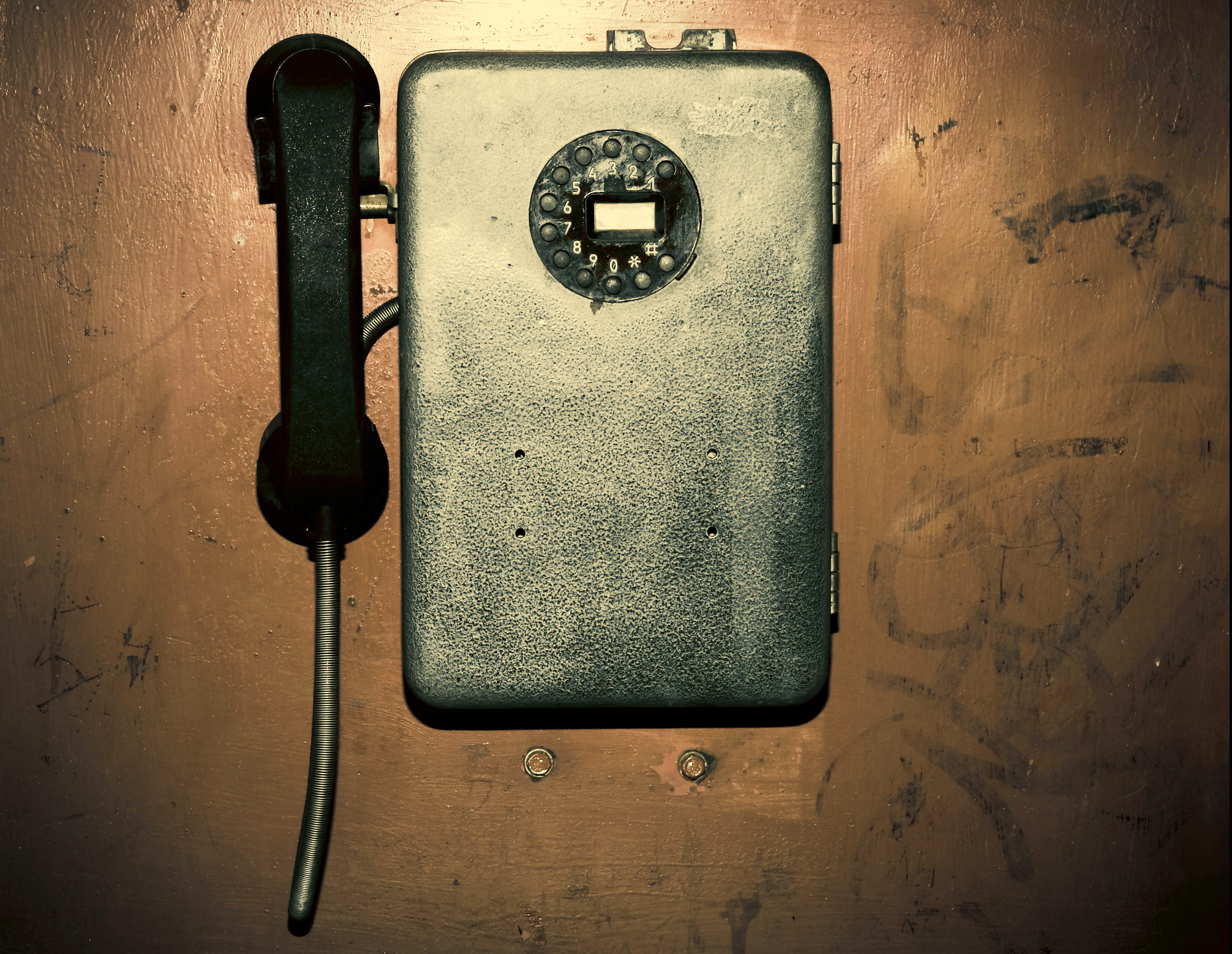 connection, public, desaturated, door, retro styled, 2K, phone, dirty, wall - building feature, metal, vintage, close-up, no people, textured, broken, HD Wallpaper