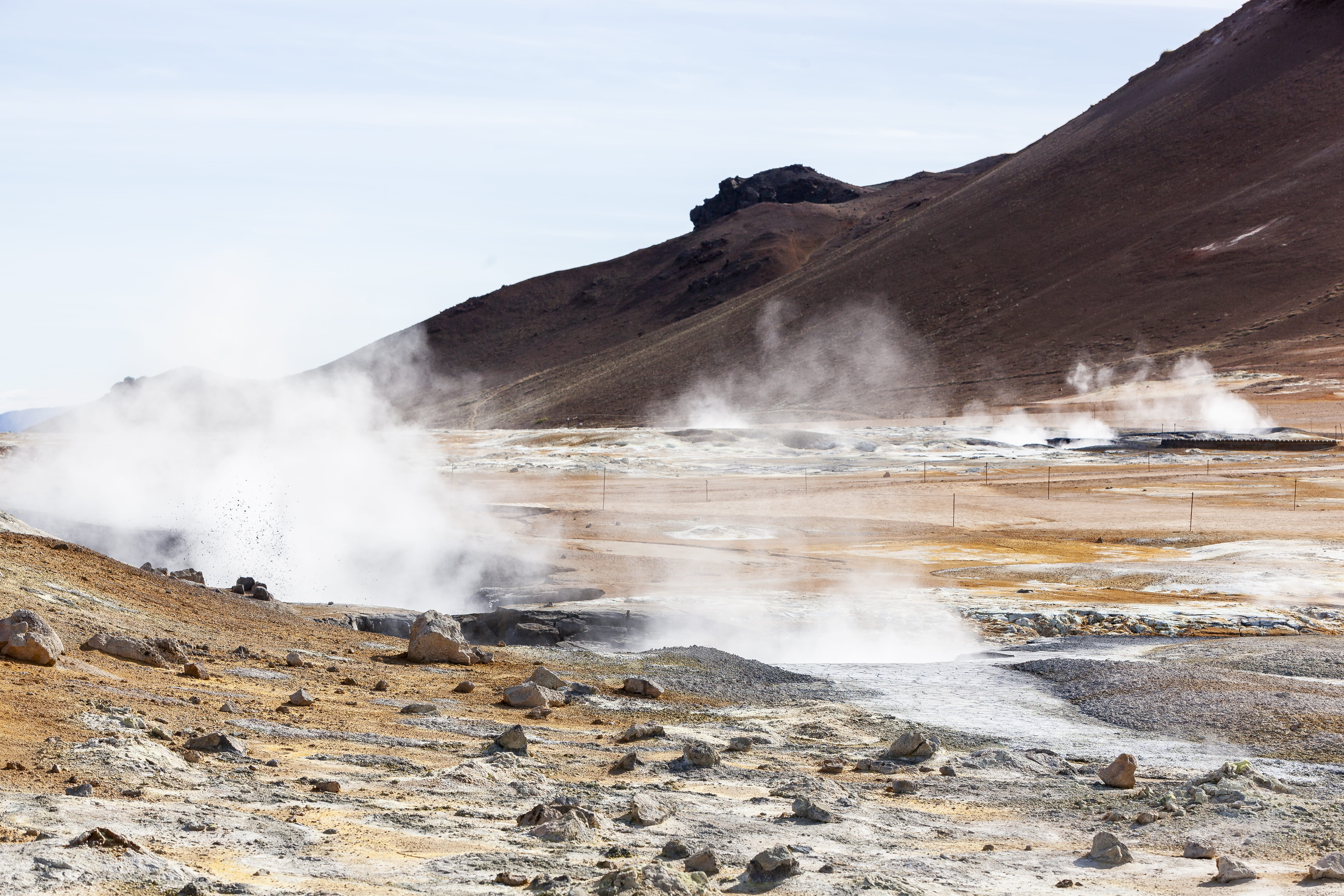 tranquil scene, no people, scenics - nature, nature, heat - temperature, geology, mountain, non-urban scene, water, smoke - physical structure, day, outdoors, HD Wallpaper