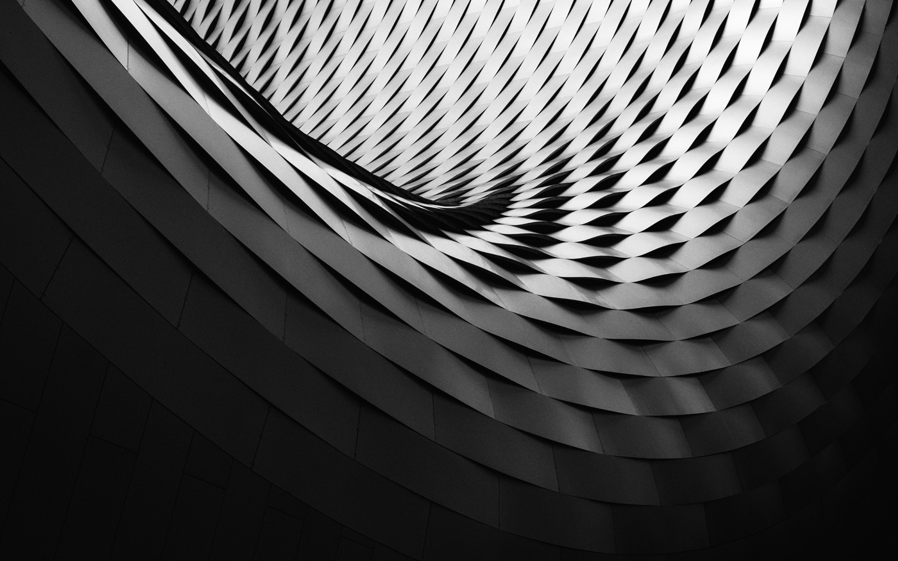 2K, lights, black, architecture, monochrome, perspective, white, HD Wallpaper