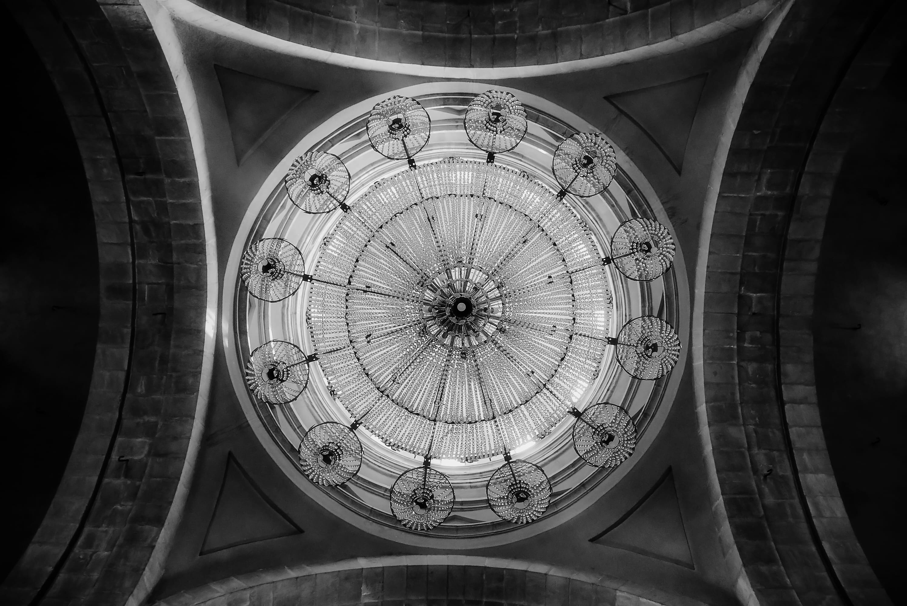 no people, indoors, art and craft, tower, lamp, built structure, building, architecture and art, dome, clock, shape, design, clock tower, lighting, concrete, HD Wallpaper