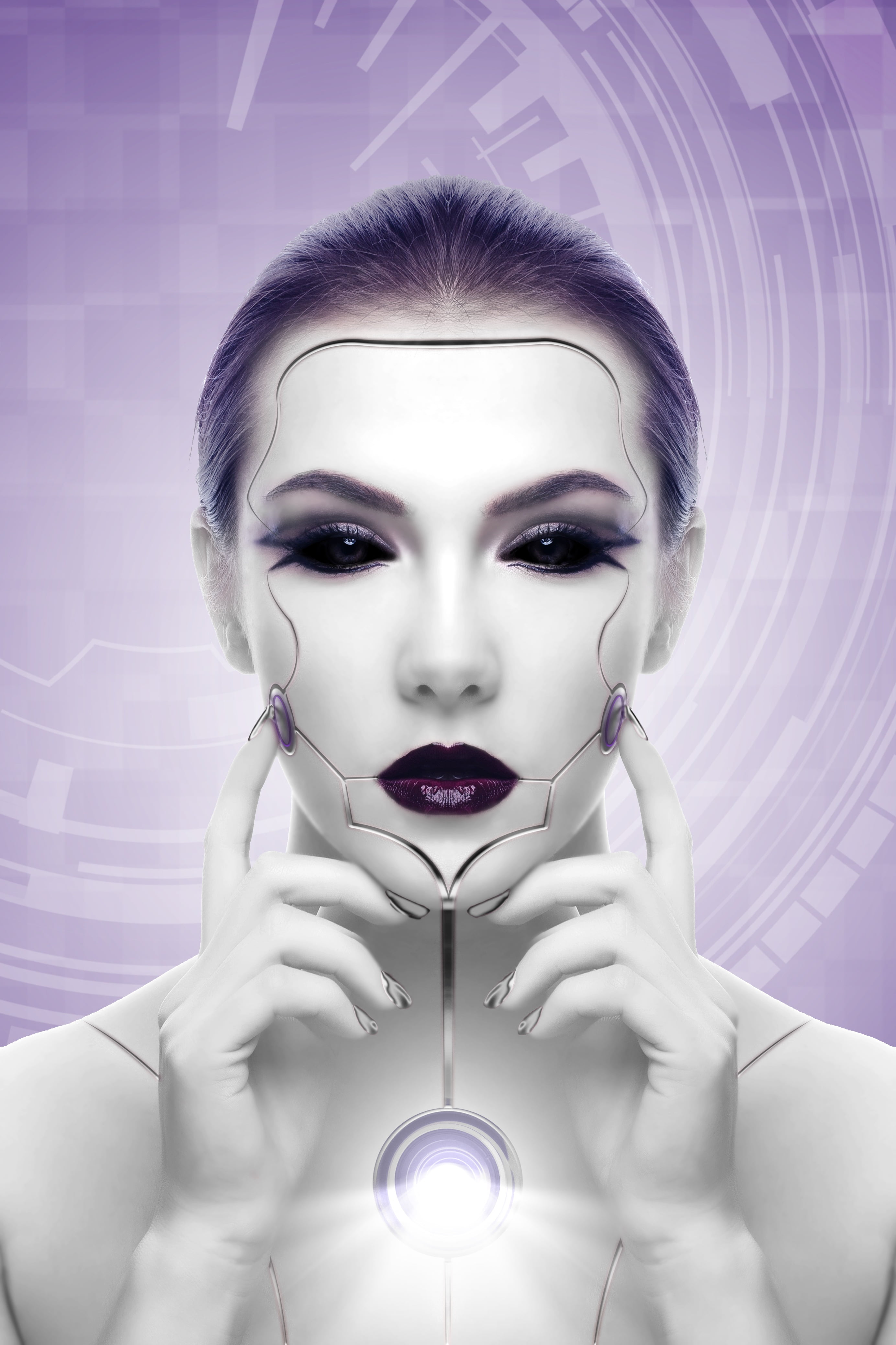 young adult, face, adult, body part, studio shot, one person, human hand, cyborg, make-up, women, portrait, lipstick, human body part, beautiful woman, Phone HD Wallpaper